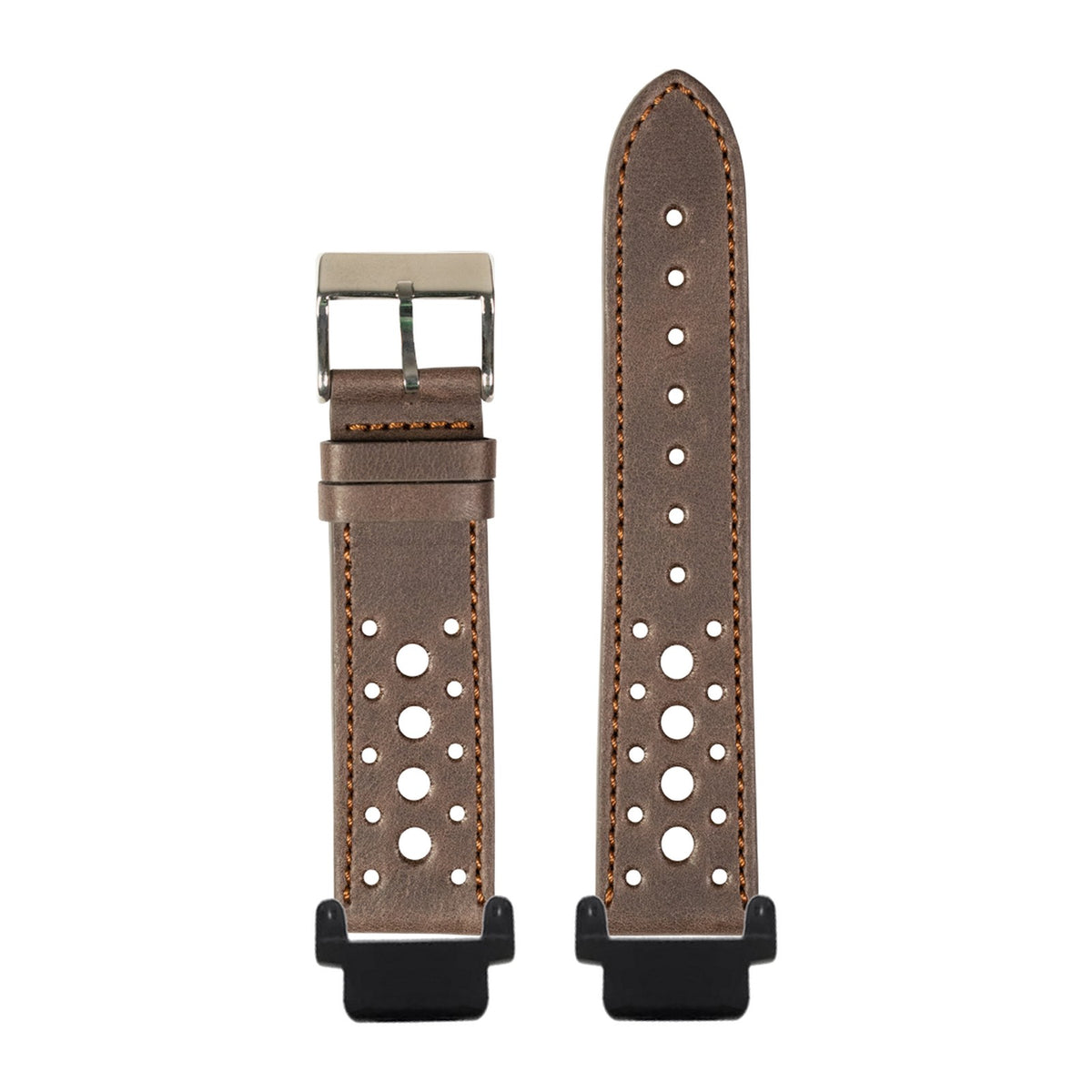 Leather - Daytona - Dark Brown Black with Garmin Forerunner 220/ 230/ 235/ 620/ 630/ 735XT Strap Adapters for Garmin Forerunner 220/ 230/ 235/ 620/ 630/ 735XT
