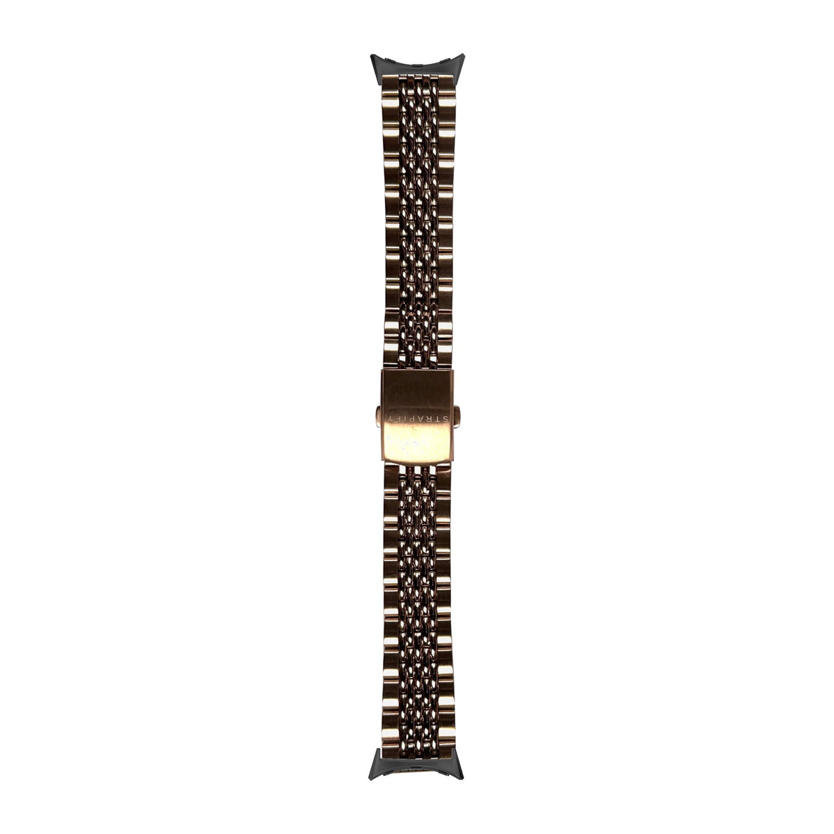 Steel Bracelet - Beads of Rice Rose Gold Black with Google Pixel Spring Bar Adapters - Wear Any 20mm Strap! for Pixel Watch 3-5 45mm