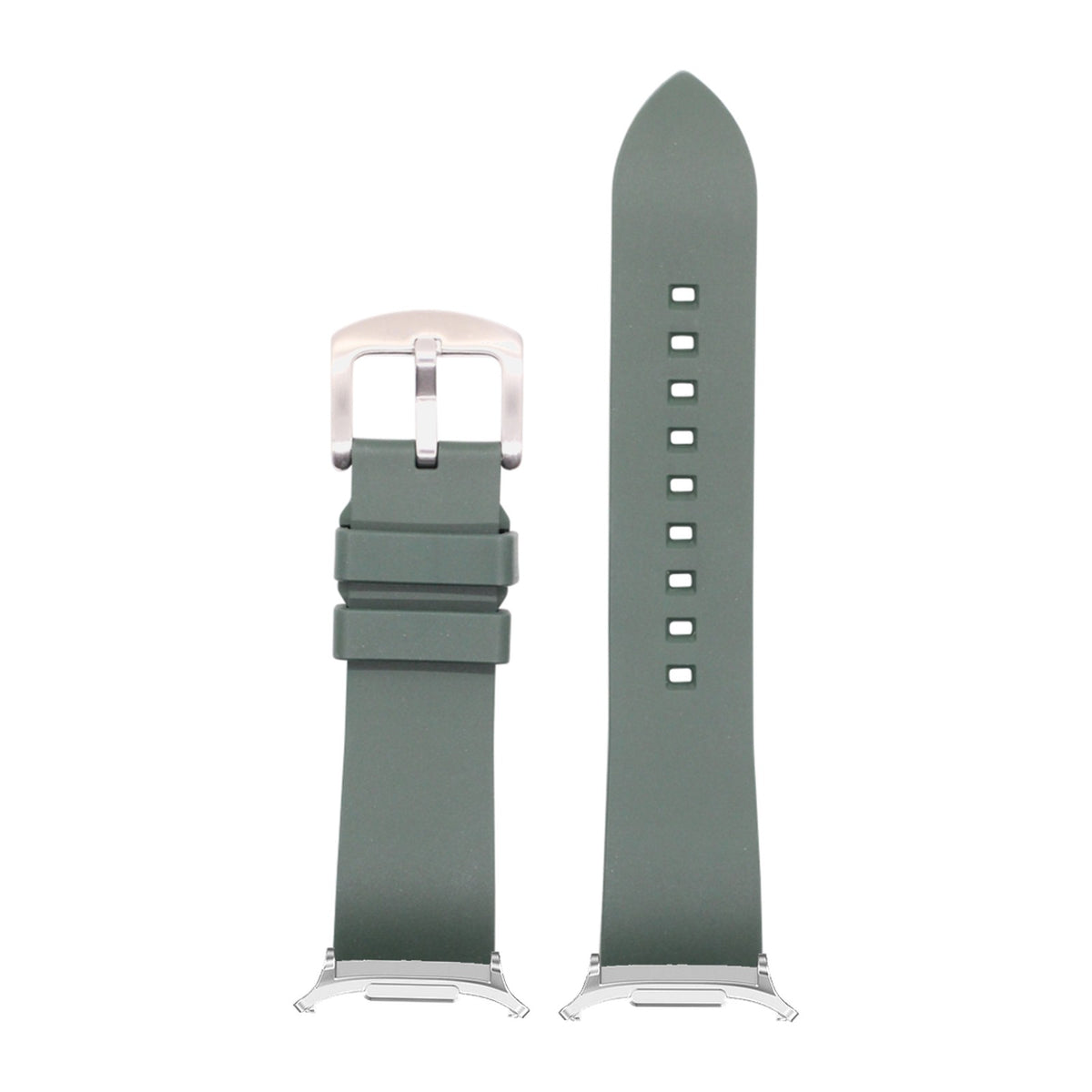 Prairie FKM Rubber - Forest Green Silver with Strap Adapter for Galaxy Watch 8-9/Ultra