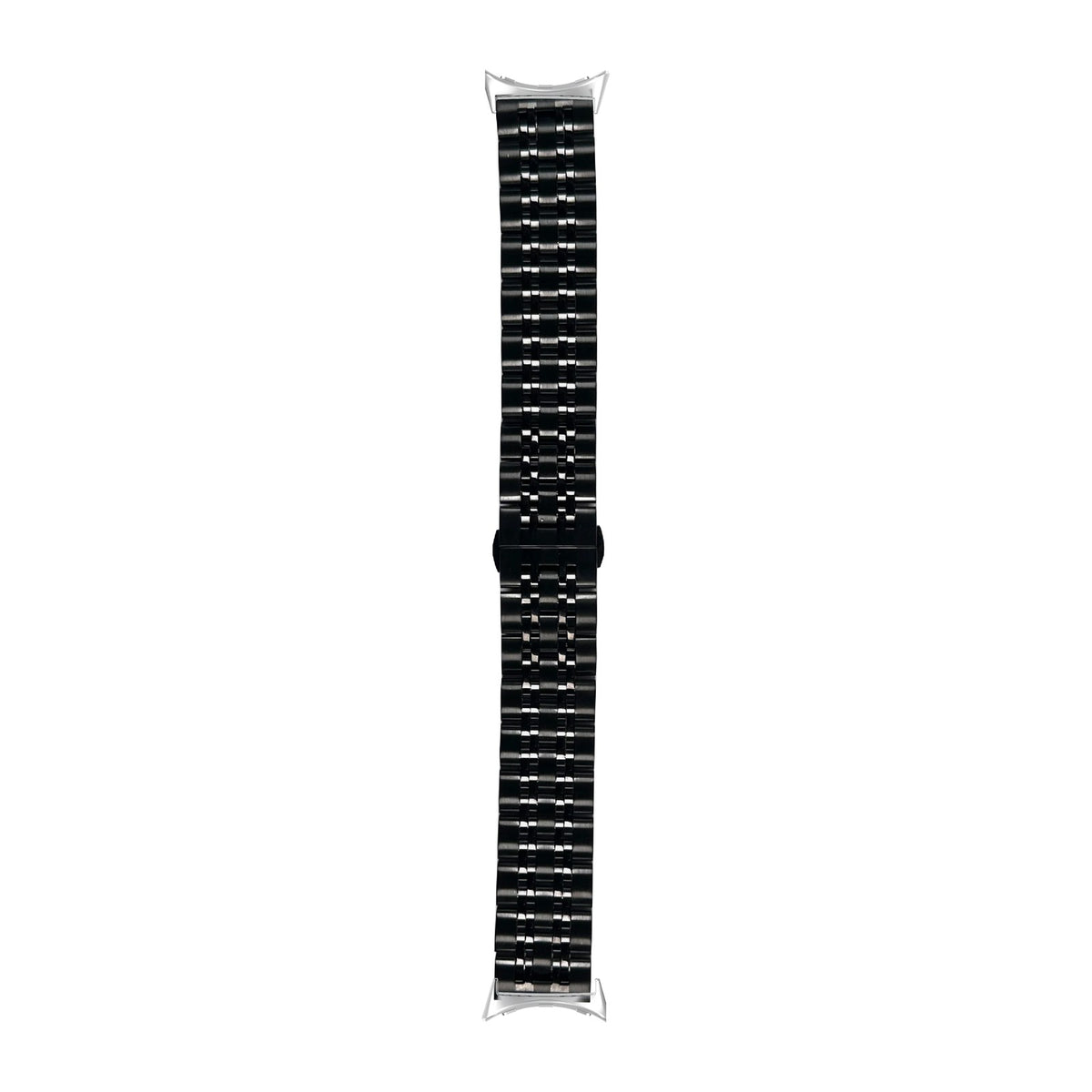 Steel Bracelet (Black) - Deployant Clasp 2 Silver with Google Pixel Spring Bar Adapters - Wear Any 20mm Strap! for Pixel Watch 1-5 41mm