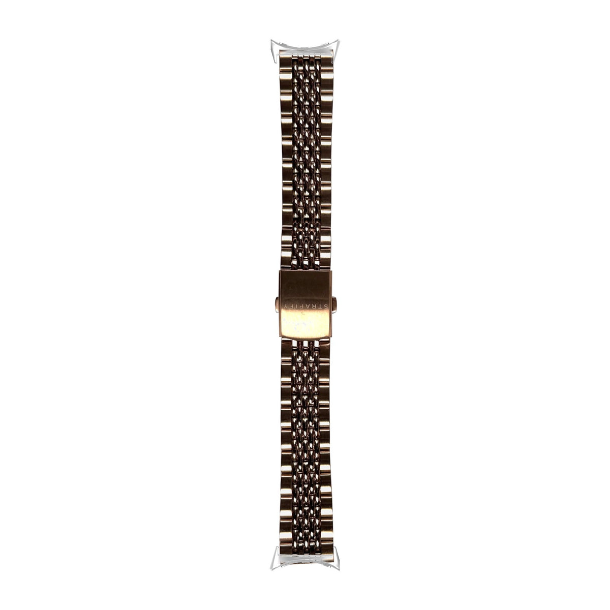 Steel Bracelet - Beads of Rice Rose Gold Silver with Google Pixel Spring Bar Adapters - Wear Any 20mm Strap! for Pixel Watch 1-5 41mm