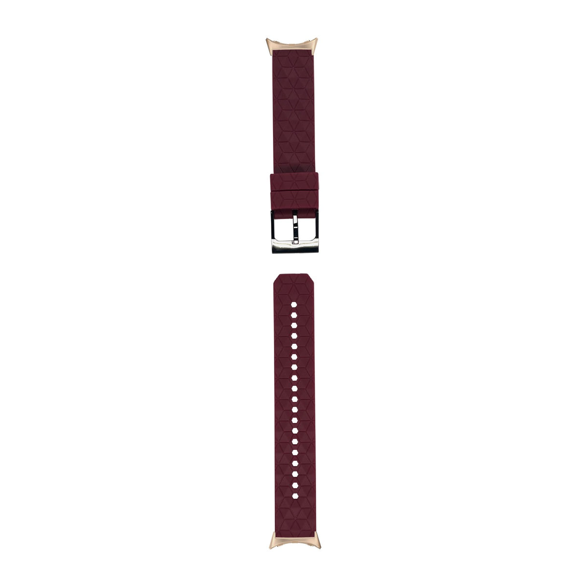 Prism Silicone [Black Hardware] Maroon Rose Gold with Google Pixel Spring Bar Adapters - Wear Any 20mm Strap! for Pixel Watch 1-5 41mm