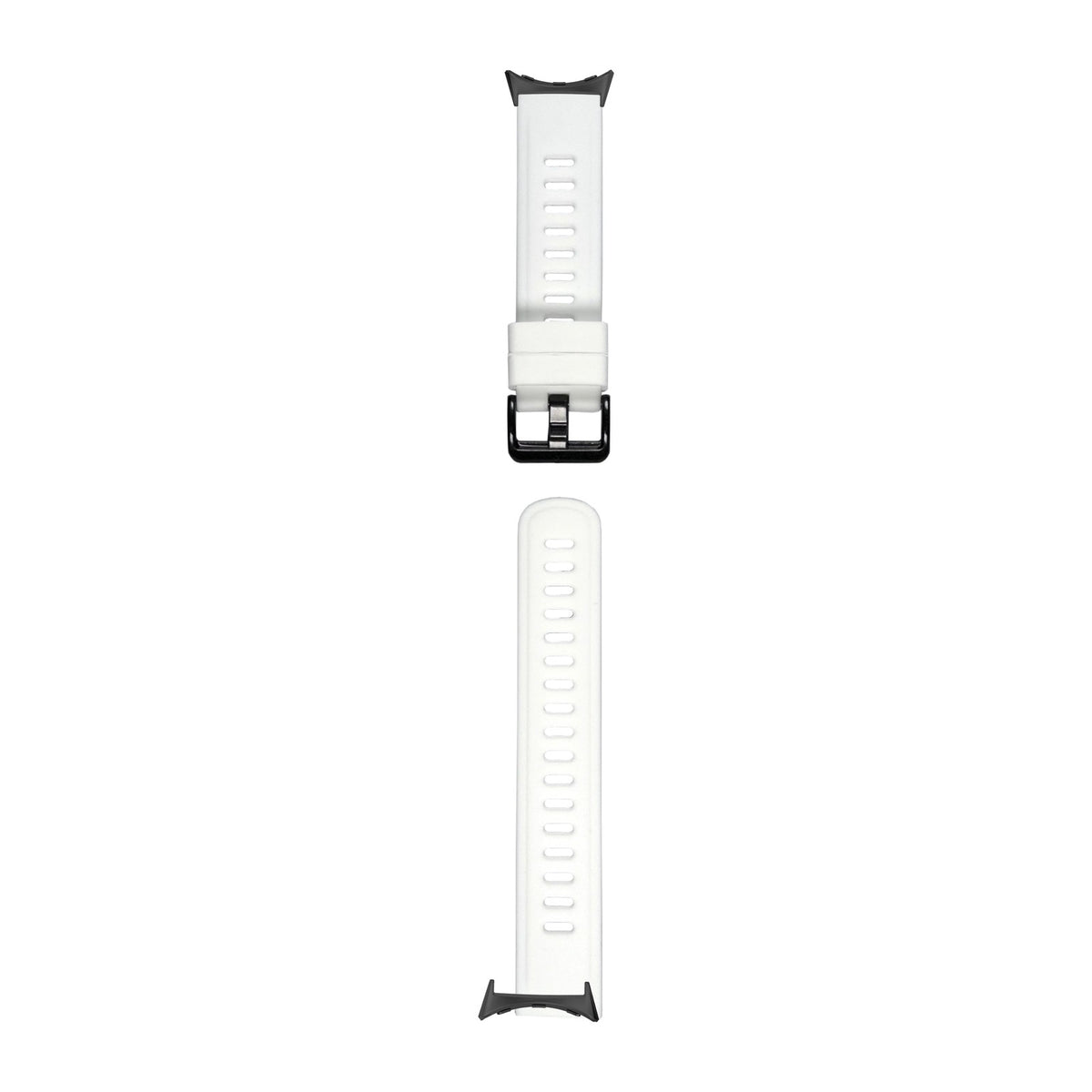 Flexi Silicone 3 White Black with Black Hardware with Google Pixel Spring Bar Adapters - Wear Any 20mm Strap! for Pixel Watch 1-5 41mm
