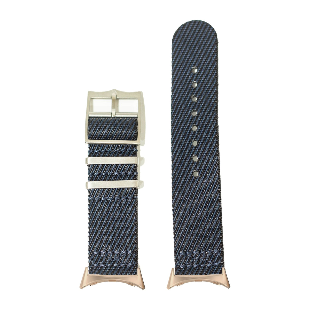 Cross Militex - Night Blue Rose Gold with Google Pixel Spring Bar Adapters - Wear Any 20mm Strap! for Pixel Watch 3-5 45mm