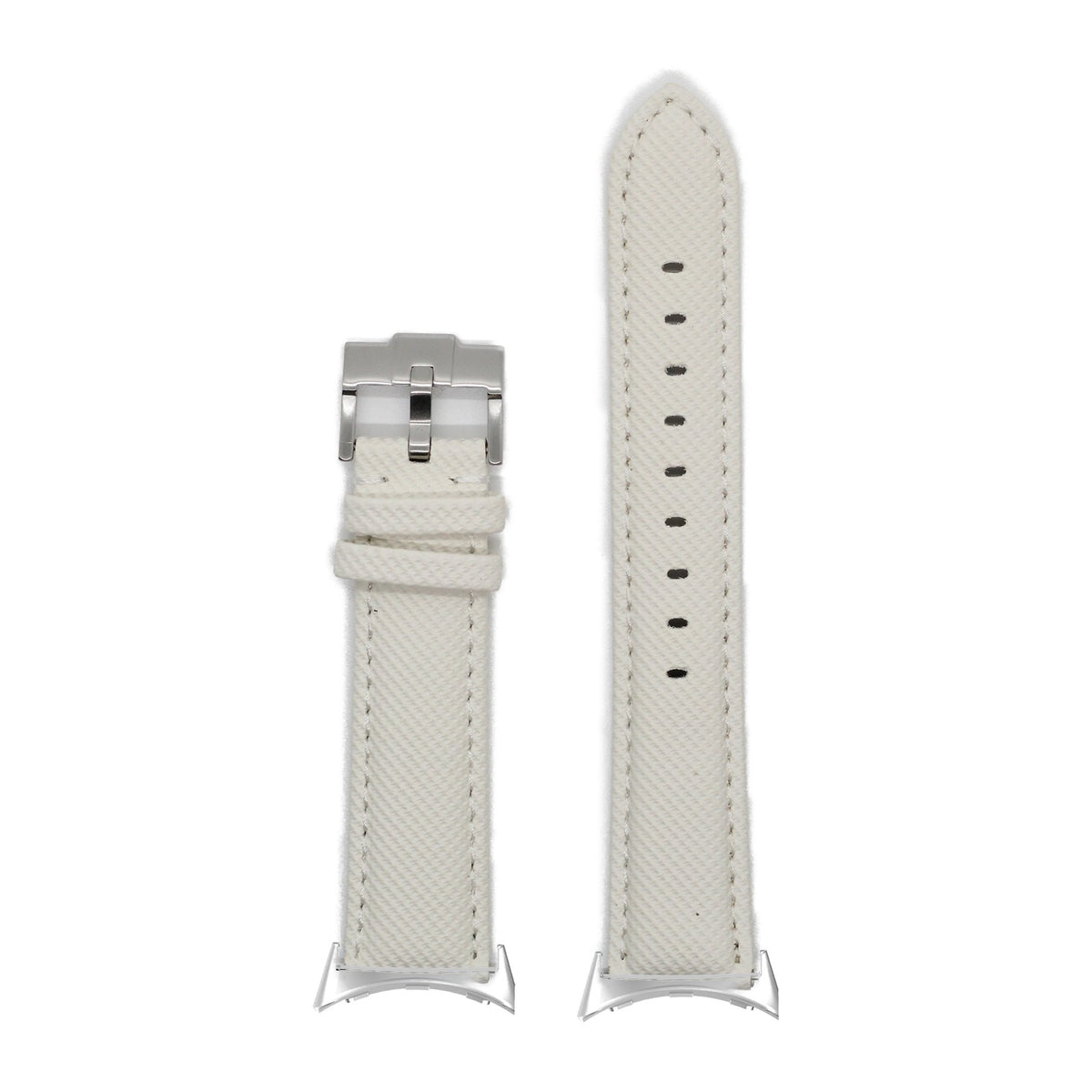 Sailcloth - White Silver with Google Pixel Spring Bar Adapters - Wear Any 20mm Strap! for Pixel Watch 1-5 41mm