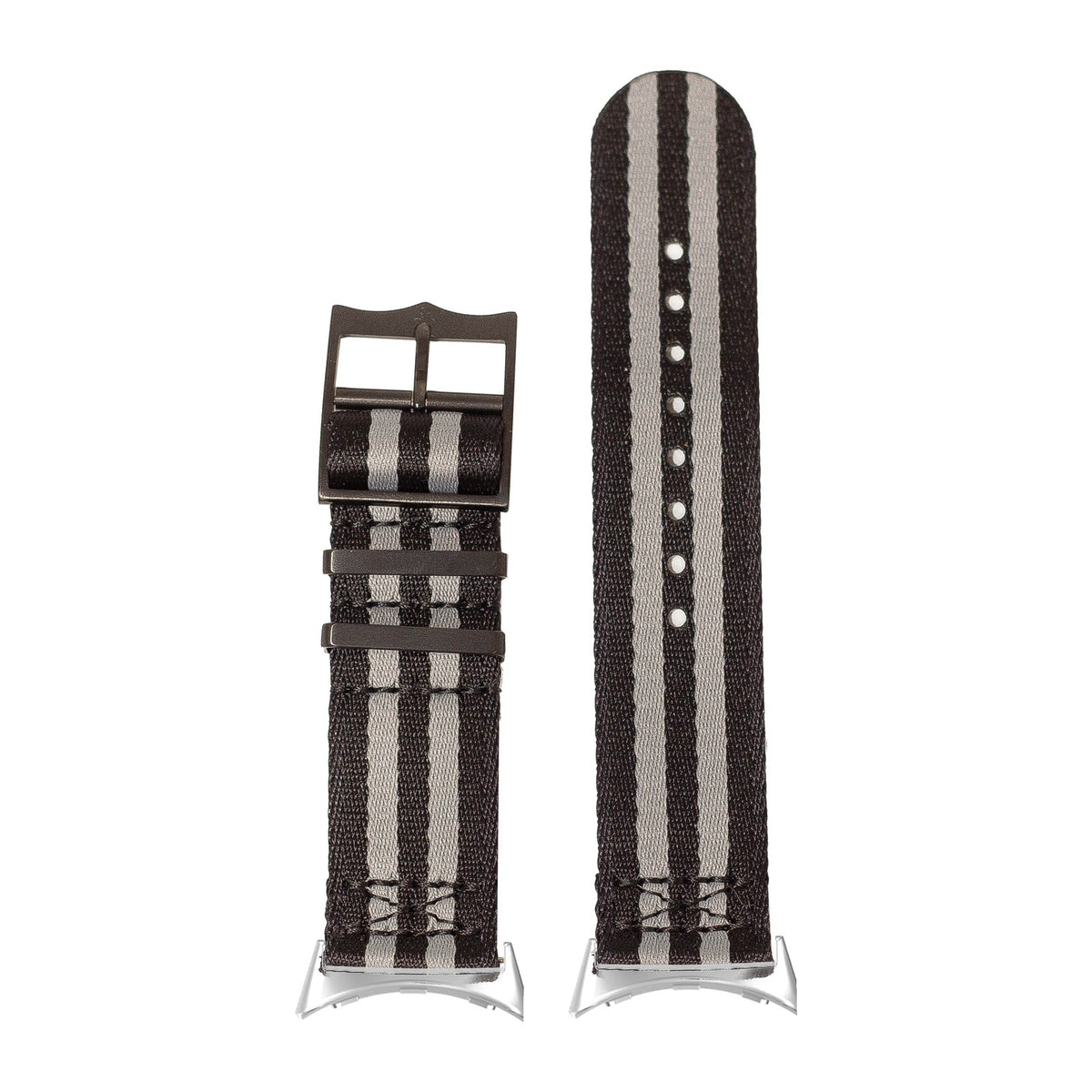 Ultra Militex - Stealth Bond (Black/Grey) [Black Hardware] Silver with Google Pixel Spring Bar Adapters - Wear Any 20mm Strap! for Pixel Watch 1-5 41mm