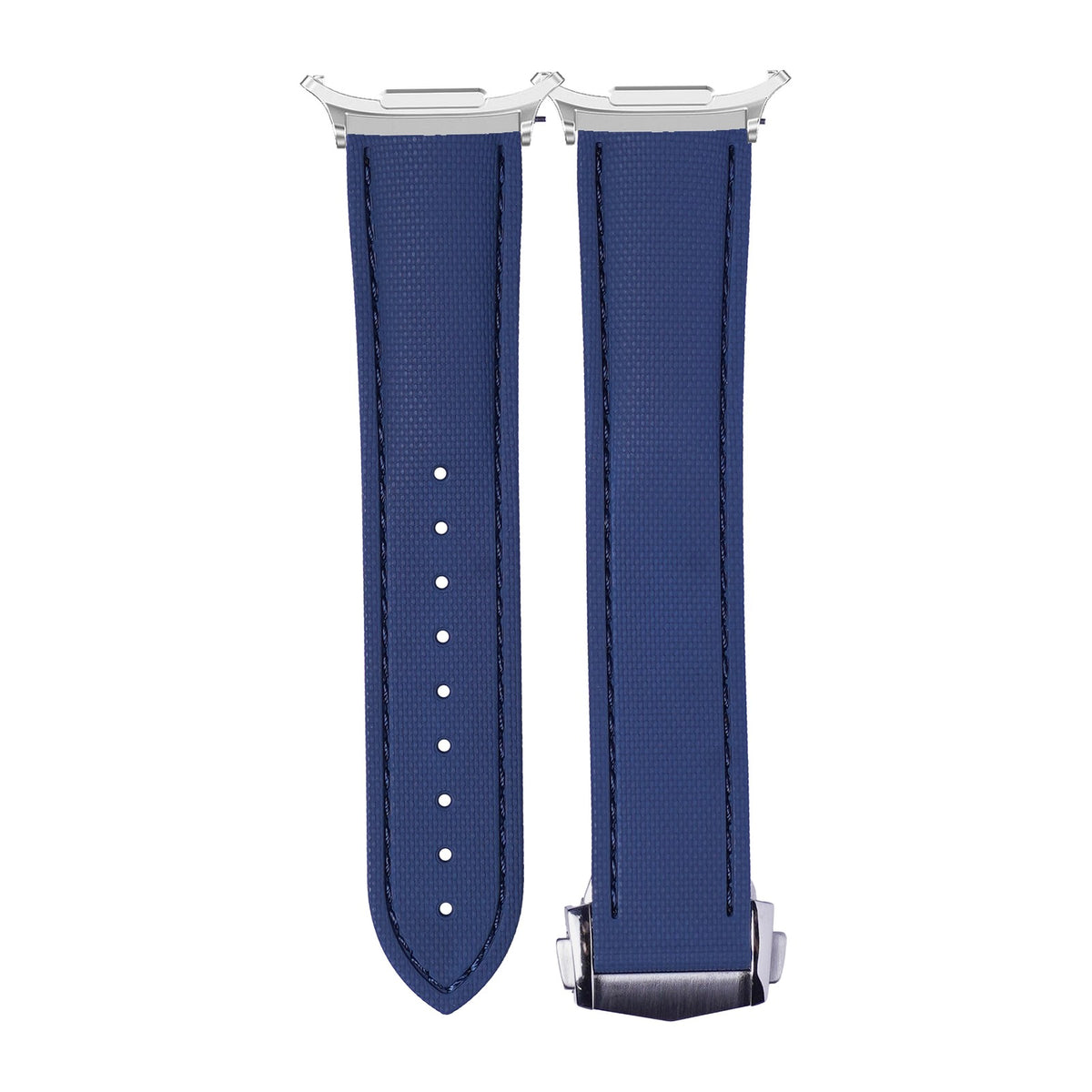 Textured FKM Rubber Navy Blue Silver with Strap Adapter for Galaxy Watch 8-9/Ultra