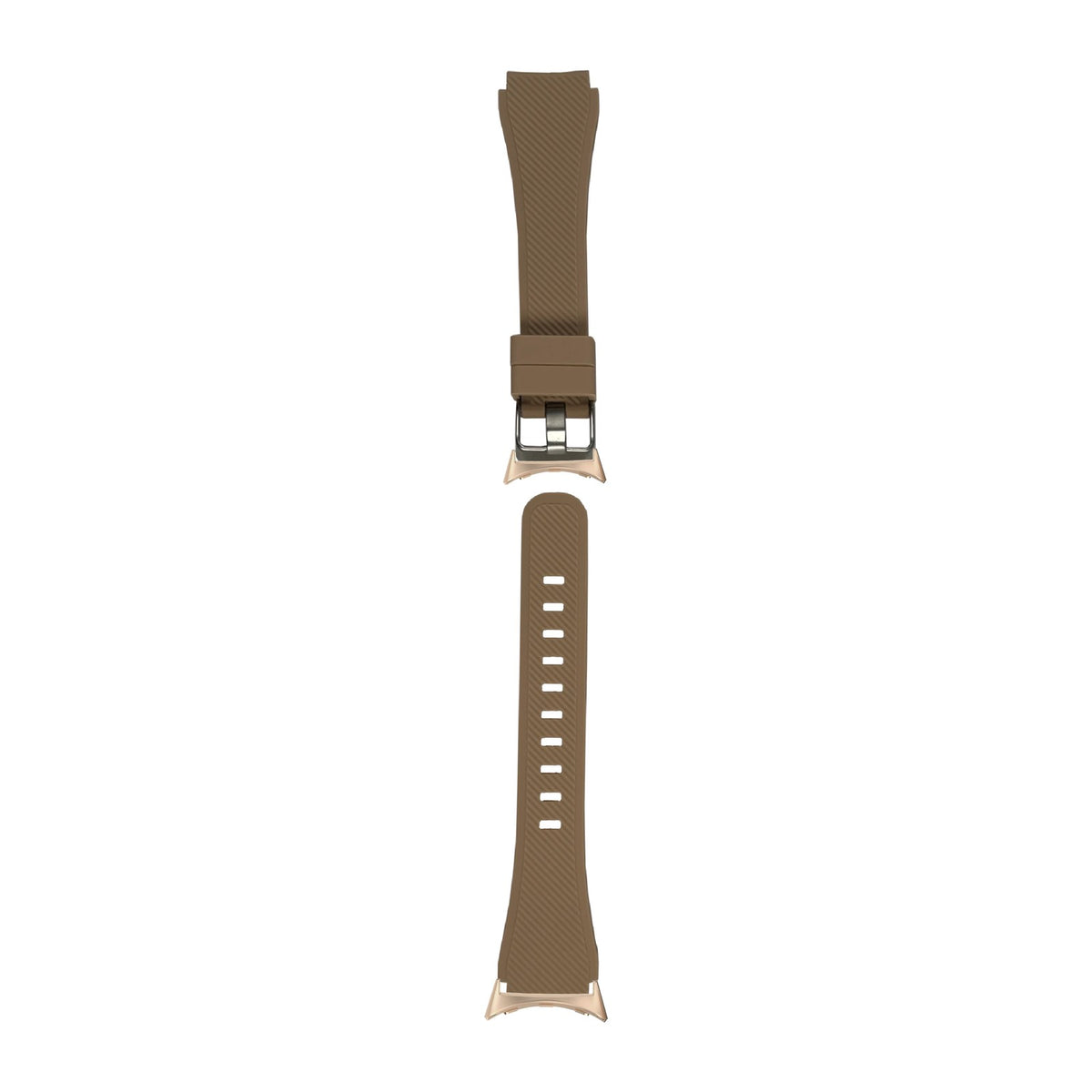 Flexi Silicone Tan Rose Gold with Google Pixel Spring Bar Adapters - Wear Any 20mm Strap! for Pixel Watch 1-5 41mm