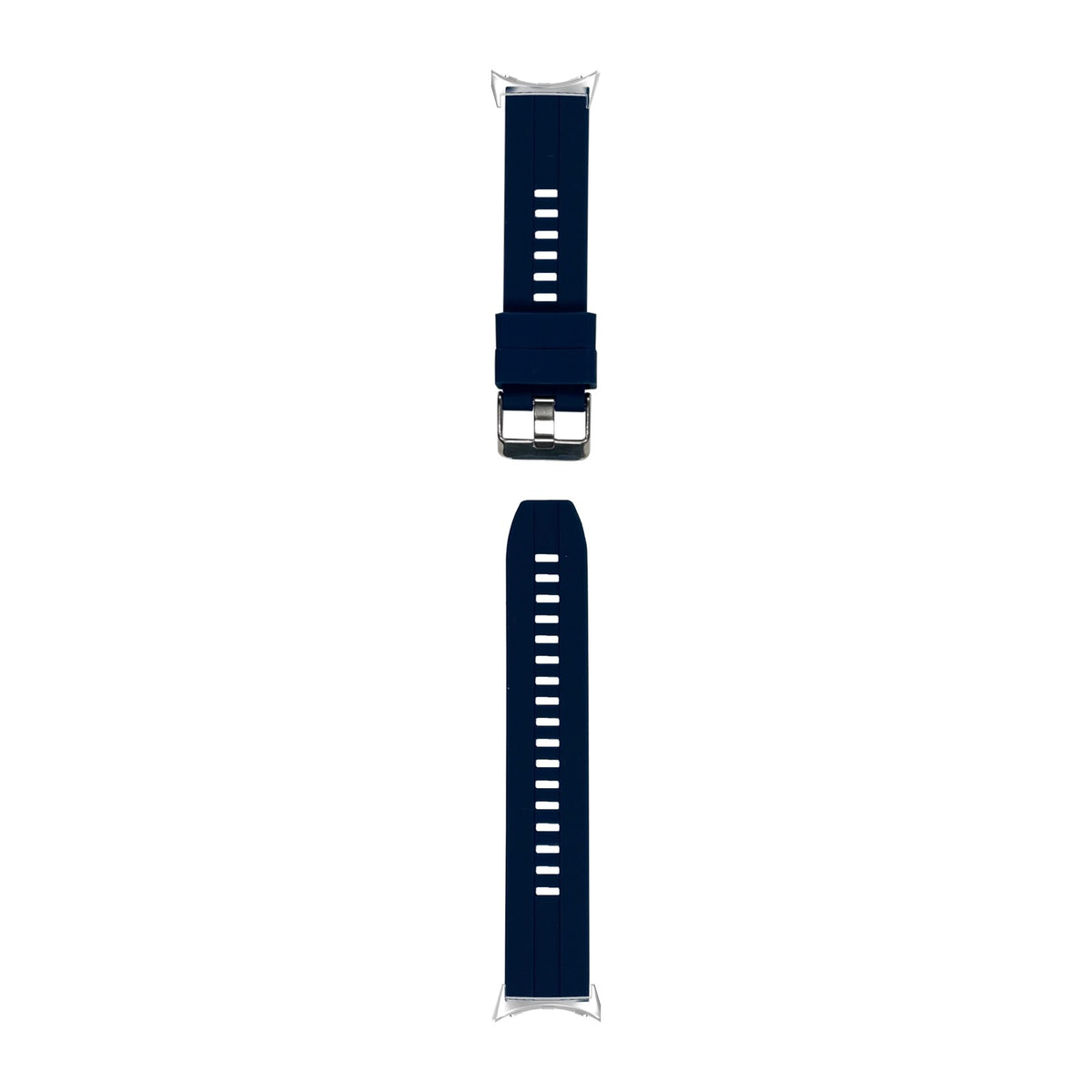 Flexi Silicone 2 Midnight Blue Silver with Google Pixel Spring Bar Adapters - Wear Any 20mm Strap! for Pixel Watch 1-5 41mm