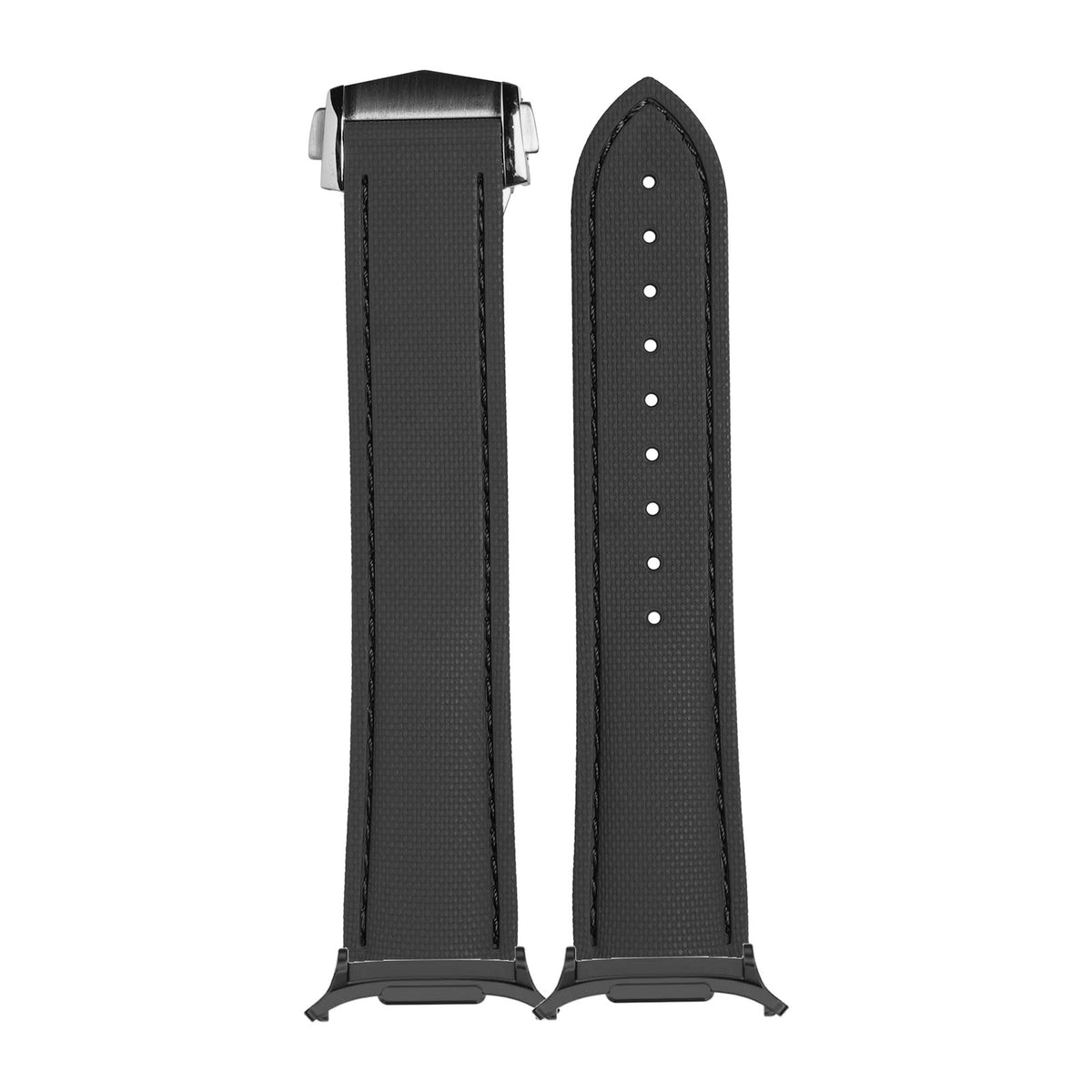 Textured FKM Rubber Black Black with Strap Adapter for Galaxy Watch 8-9/Ultra