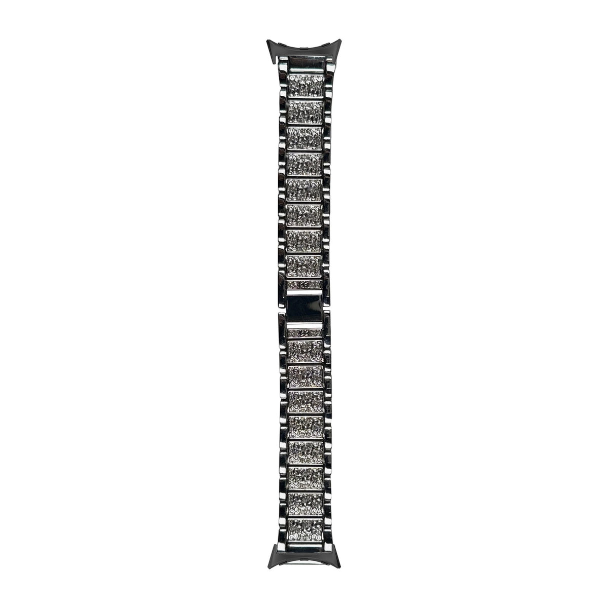 Zirconia Shimmer Bracelet Silver Black with Google Pixel Spring Bar Adapters - Wear Any 20mm Strap! for Pixel Watch 3-5 45mm