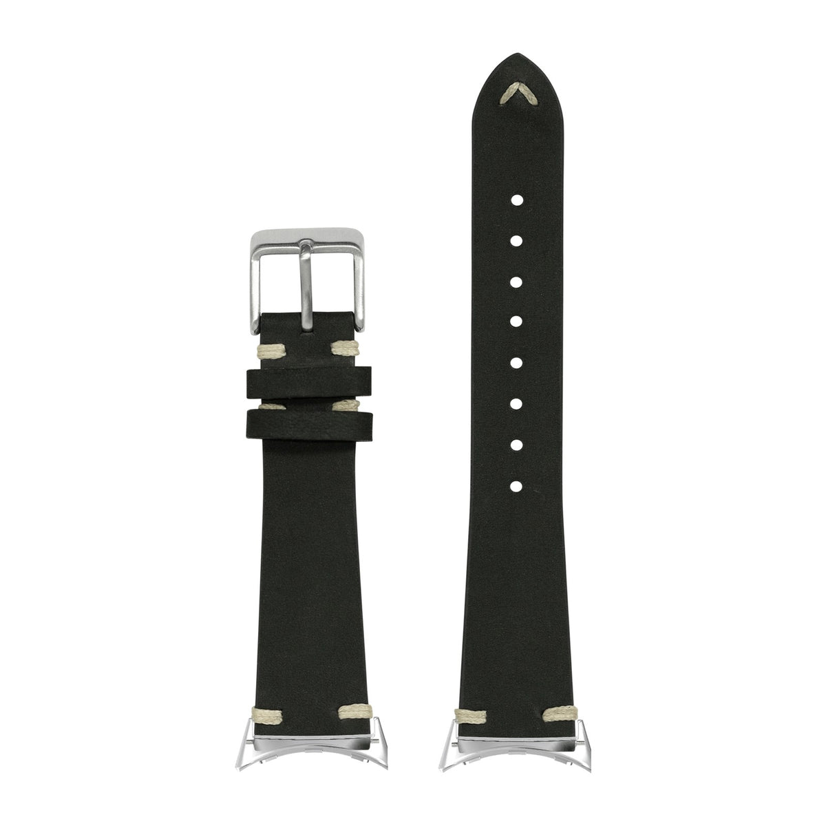 Vintage Knotted - Nubuck Leather - Black Silver with Google Pixel Spring Bar Adapters - Wear Any 20mm Strap! for Pixel Watch 1-5 41mm