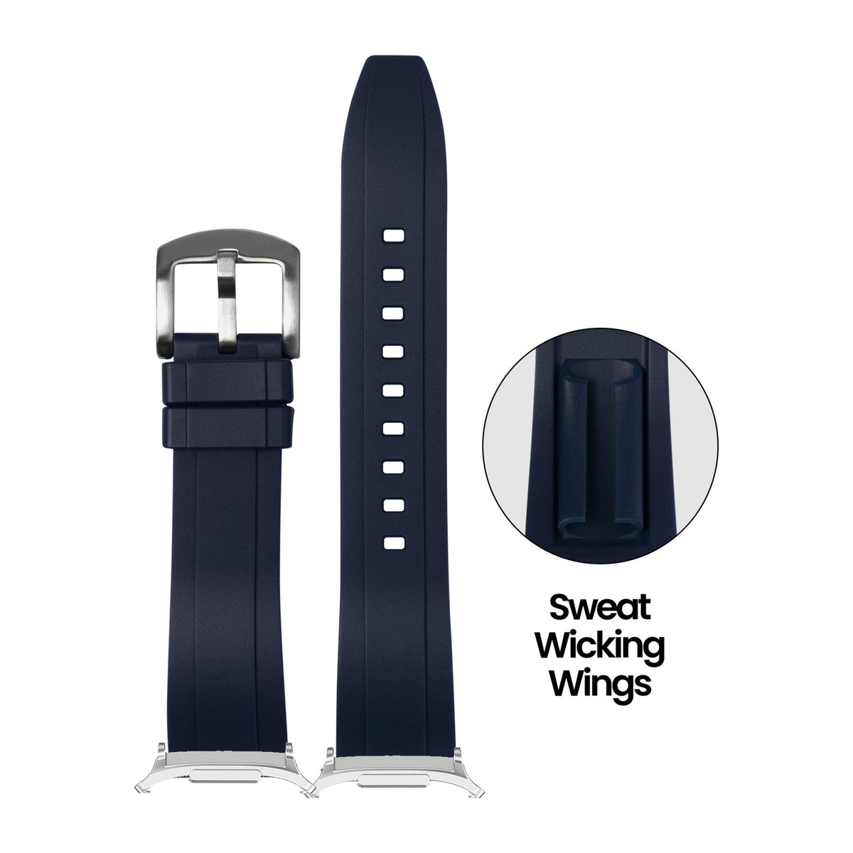 Kingston FKM Rubber - Midnight Blue Silver with Strap Adapter for Galaxy Watch 8-9/Ultra