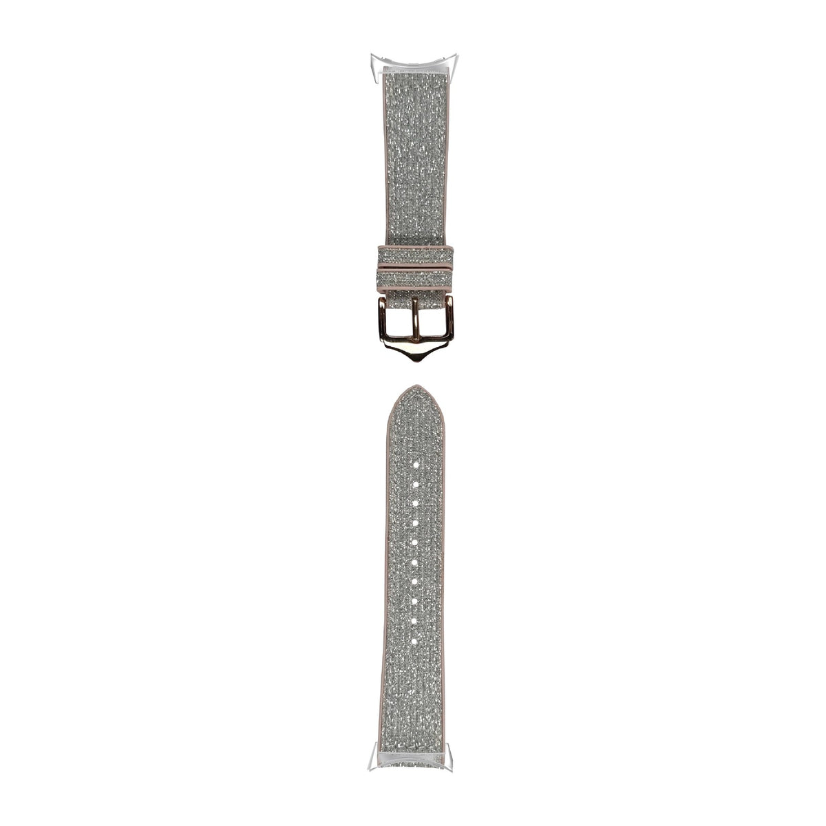 Sparkle Hybrid White / Silver Silver with Google Pixel Spring Bar Adapters - Wear Any 20mm Strap! for Pixel Watch 3-5 45mm