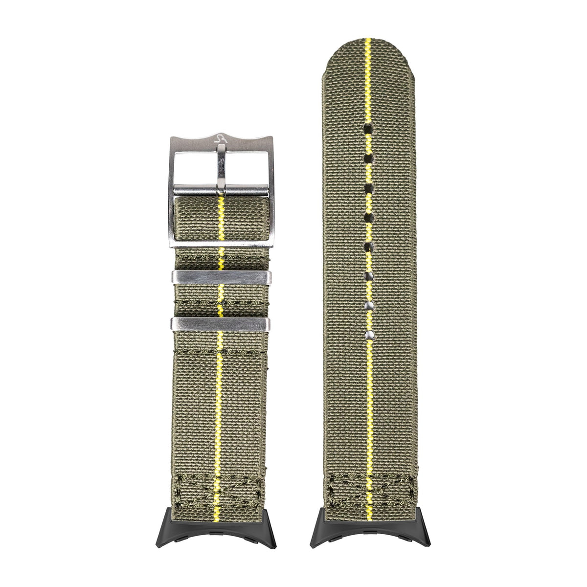 ElastoFlex - Green/Yellow with Google Pixel Spring Bar Adapters - Wear Any 20mm Strap! for Pixel Watch 3-5 45mm