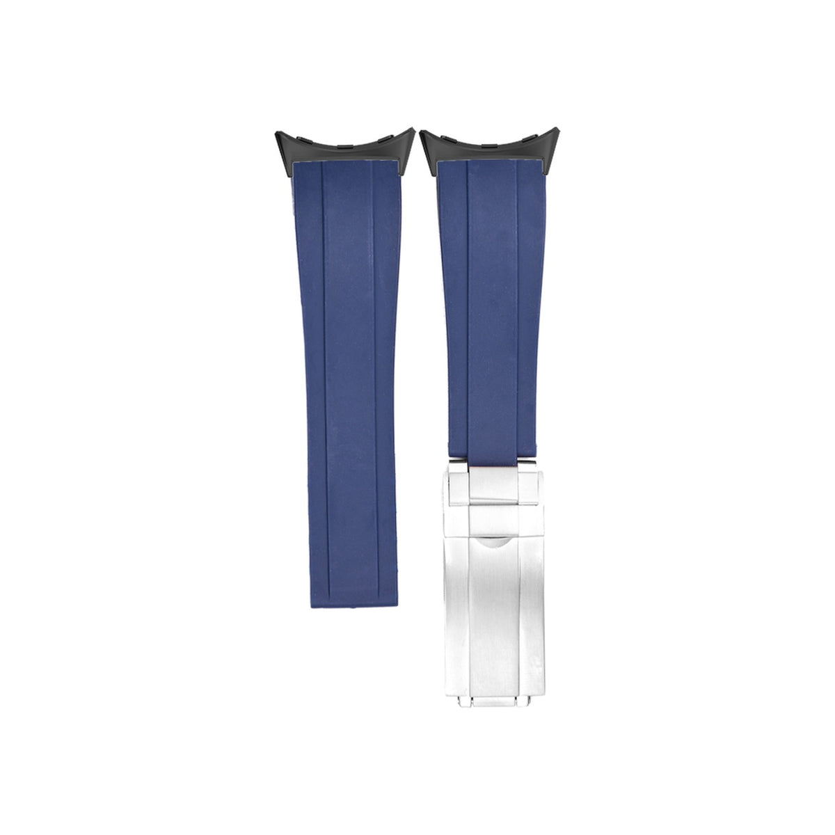 Vulcanised Rubber with Oyster Clasp - Navy Blue with Google Pixel Spring Bar Adapters - Wear Any 20mm Strap! for Pixel Watch 1-5 41mm