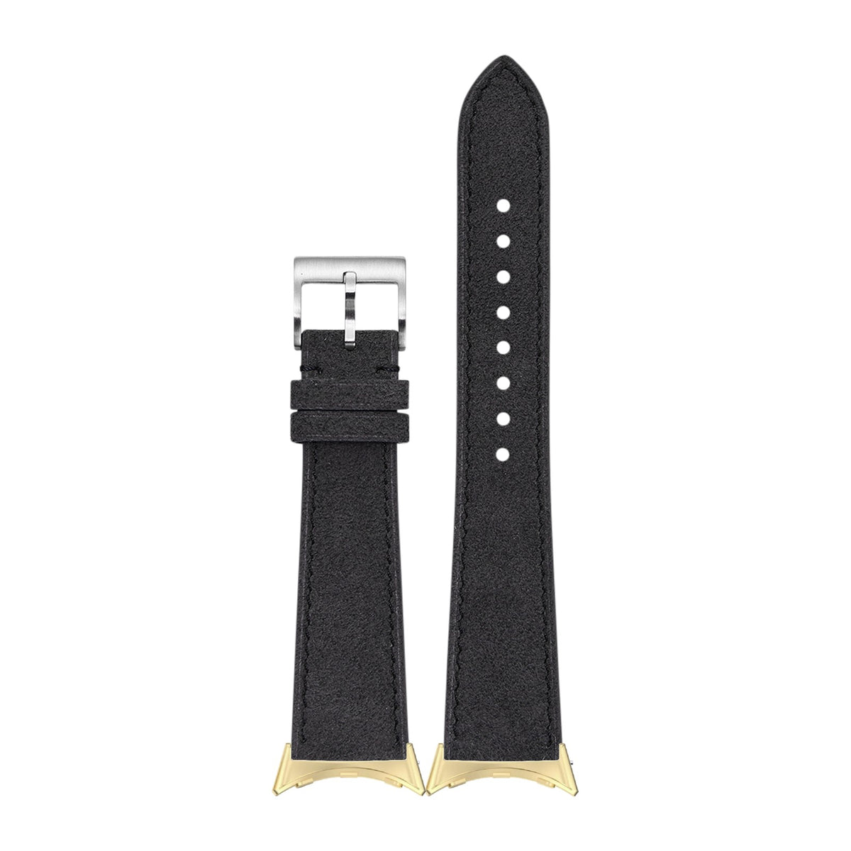Alcantara Leather - Dark Grey Gold with Google Pixel Spring Bar Adapters - Wear Any 20mm Strap! for Pixel Watch 1-5 41mm