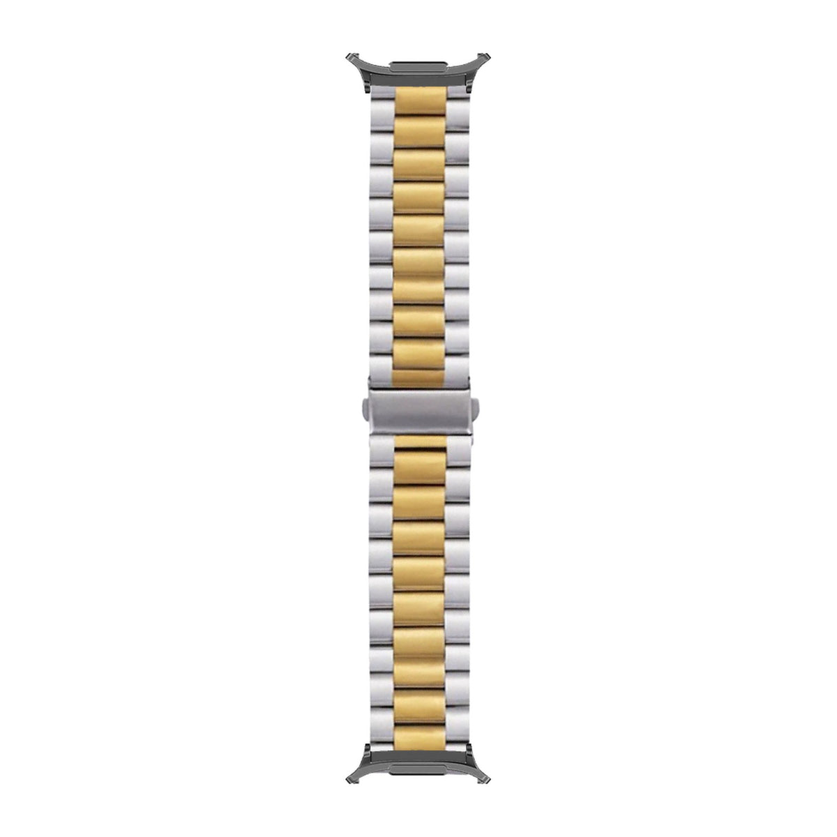 Steel Bracelet Grey with Deployant Clasp - Silver/Gold with Strap Adapter for Galaxy Watch 8-9/Ultra