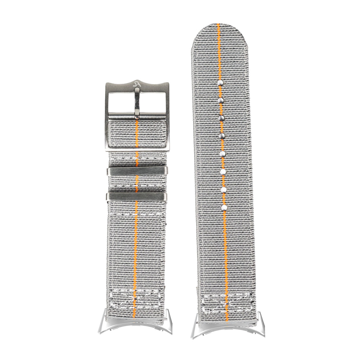 ElastoFlex - Grey/Orange Silver with Google Pixel Spring Bar Adapters - Wear Any 20mm Strap! for Pixel Watch 1-5 41mm