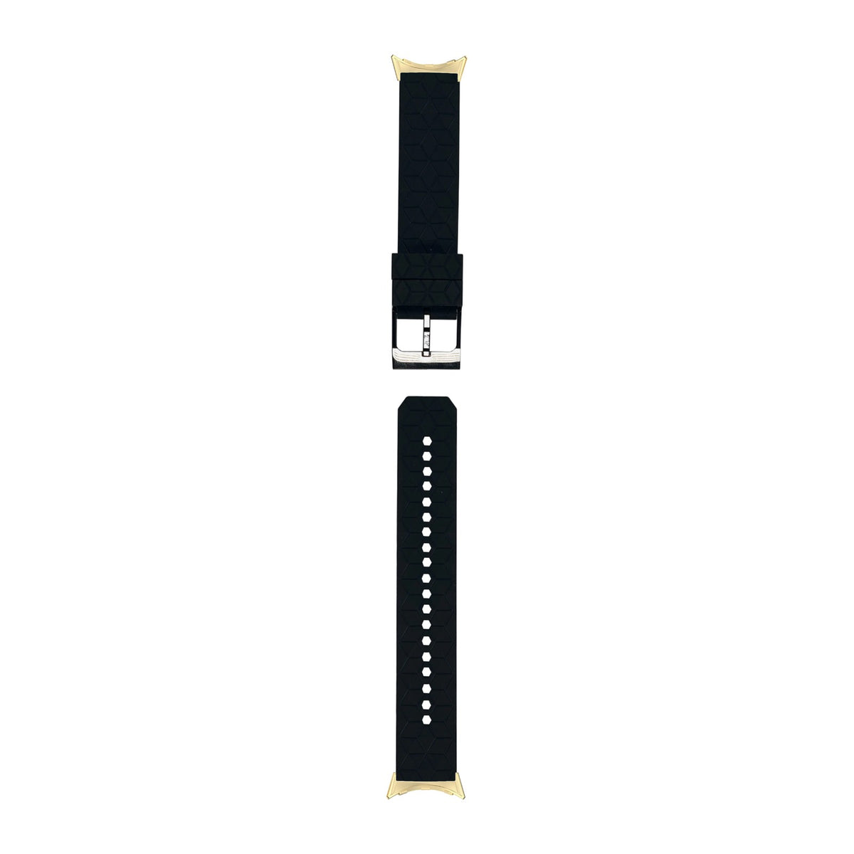 Prism Silicone [Black Hardware] Black Gold with Google Pixel Spring Bar Adapters - Wear Any 20mm Strap! for Pixel Watch 1-5 41mm