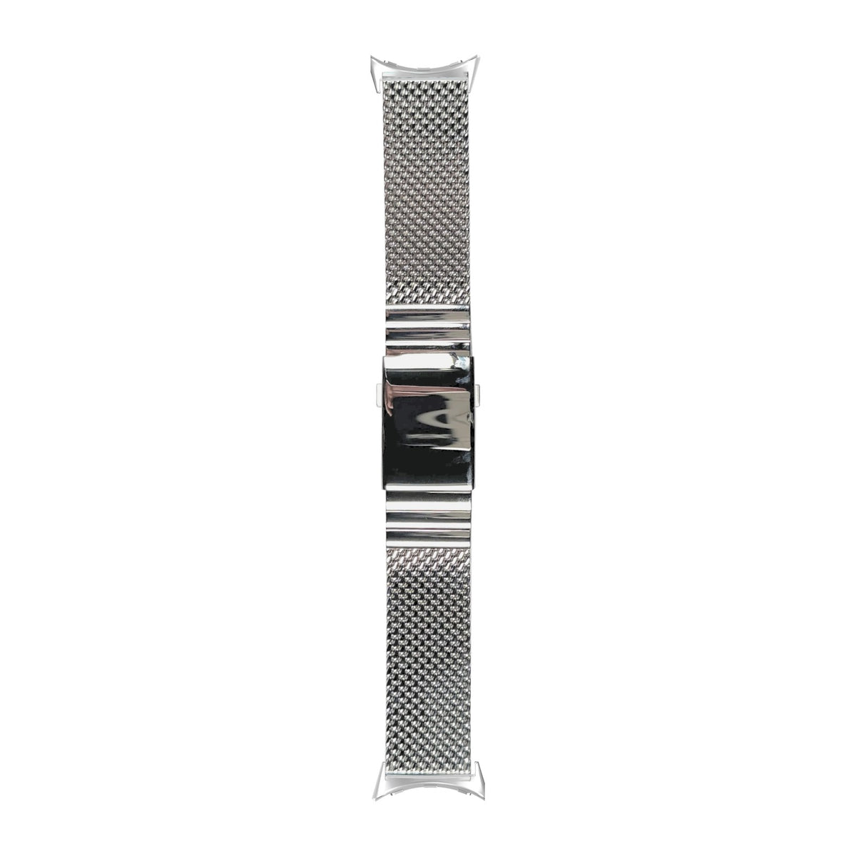 Milanese Link Silver with Button Clasp 2792 - Silver with Google Pixel Spring Bar Adapters - Wear Any 20mm Strap! for Pixel Watch 1-5 41mm