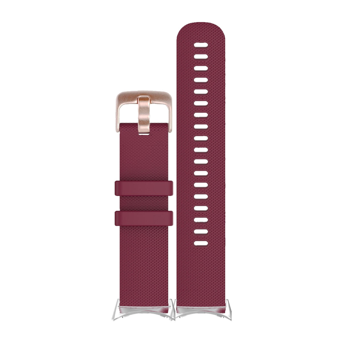 Classic Silicone Burgundy Red Rose Gold Silver with Google Pixel Spring Bar Adapters - Wear Any 20mm Strap! for Pixel Watch 1-5 41mm