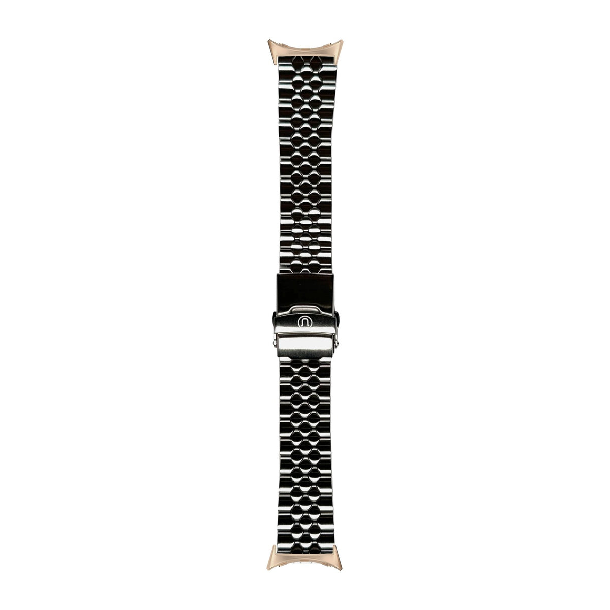 Straight End Snakeskin Bracelet (18/20/22mm) Rose Gold with Google Pixel Spring Bar Adapters - Wear Any 20mm Strap! for Pixel Watch 1-5 41mm