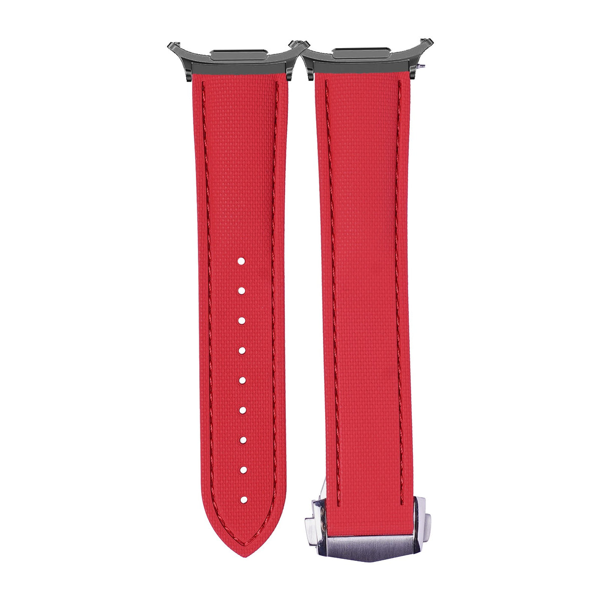 Textured FKM Rubber Red Grey with Strap Adapter for Galaxy Watch 8-9/Ultra
