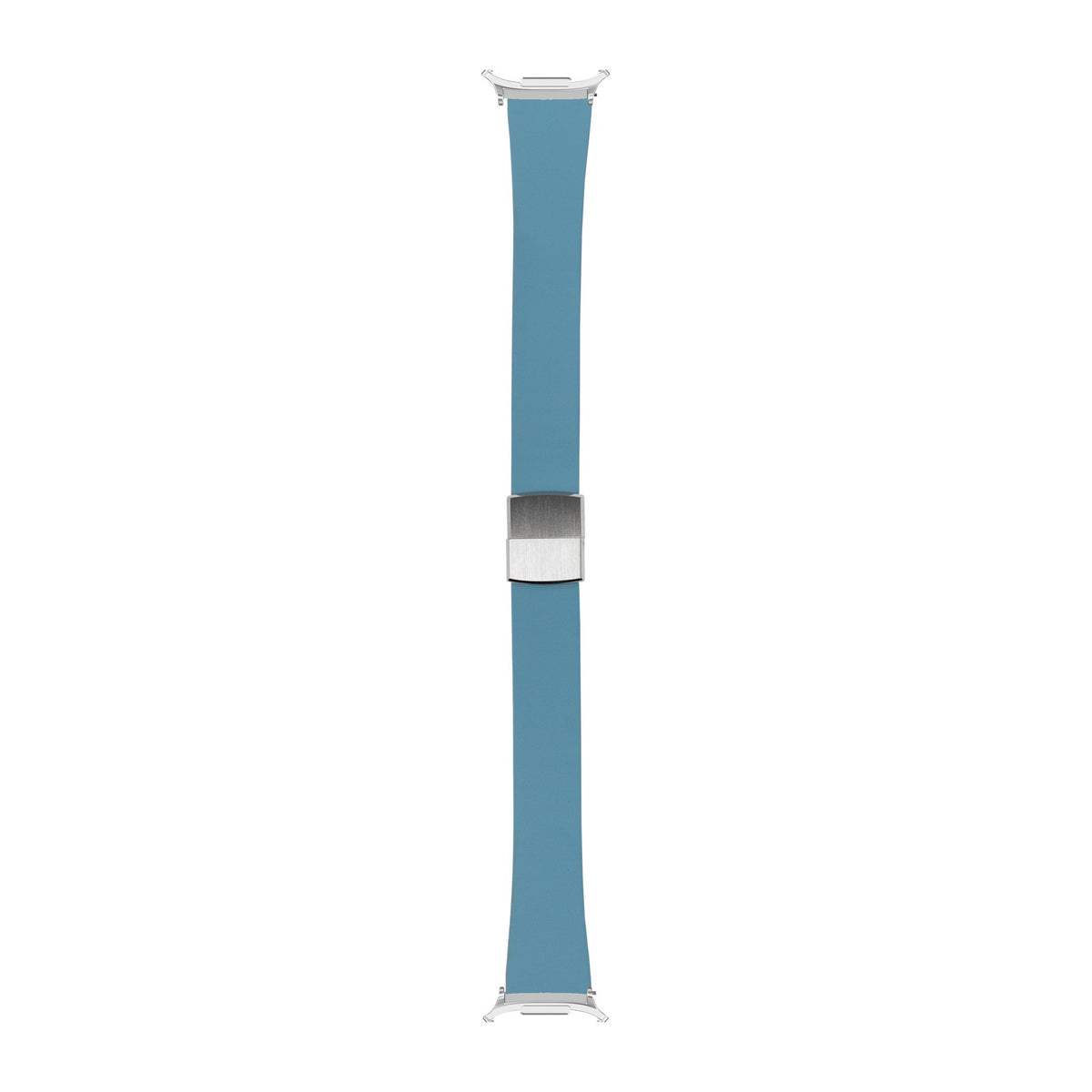 FKM Rubber - Cut to Size Silver with Leaf-Spring Deployant Clasp with Strap Adapter for Galaxy Watch 8-9/Ultra