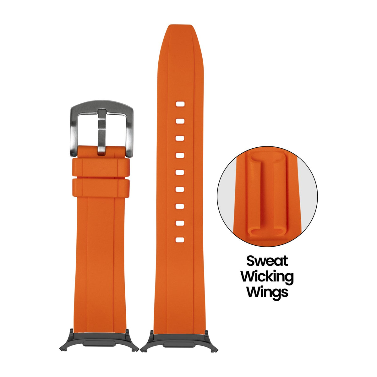 Kingston FKM Rubber - Orange for the Galaxy Watch 8, 9 and Ultra with adapter fitted