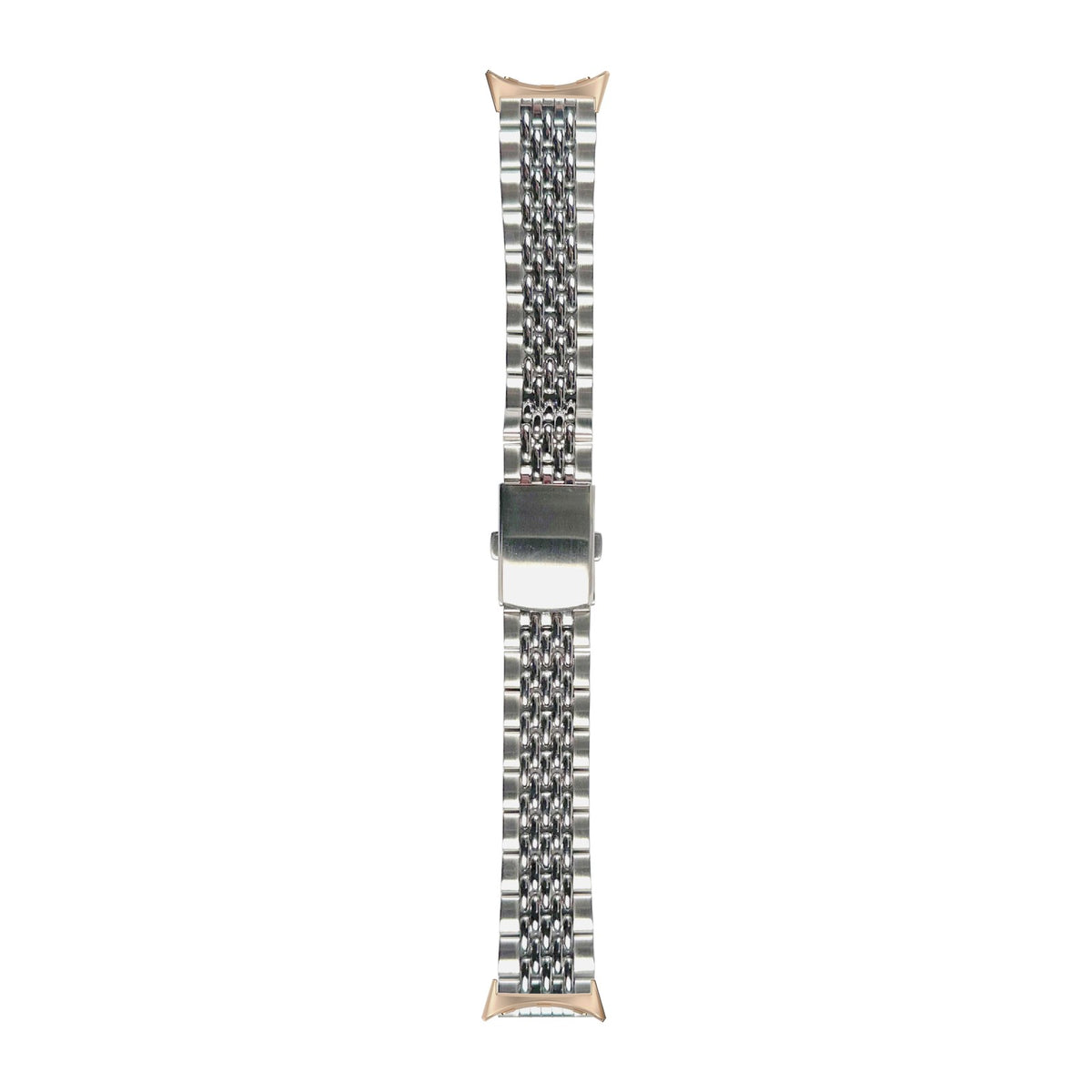 Steel Bracelet - Beads of Rice Silver Rose Gold with Google Pixel Spring Bar Adapters - Wear Any 20mm Strap! for Pixel Watch 1-5 41mm
