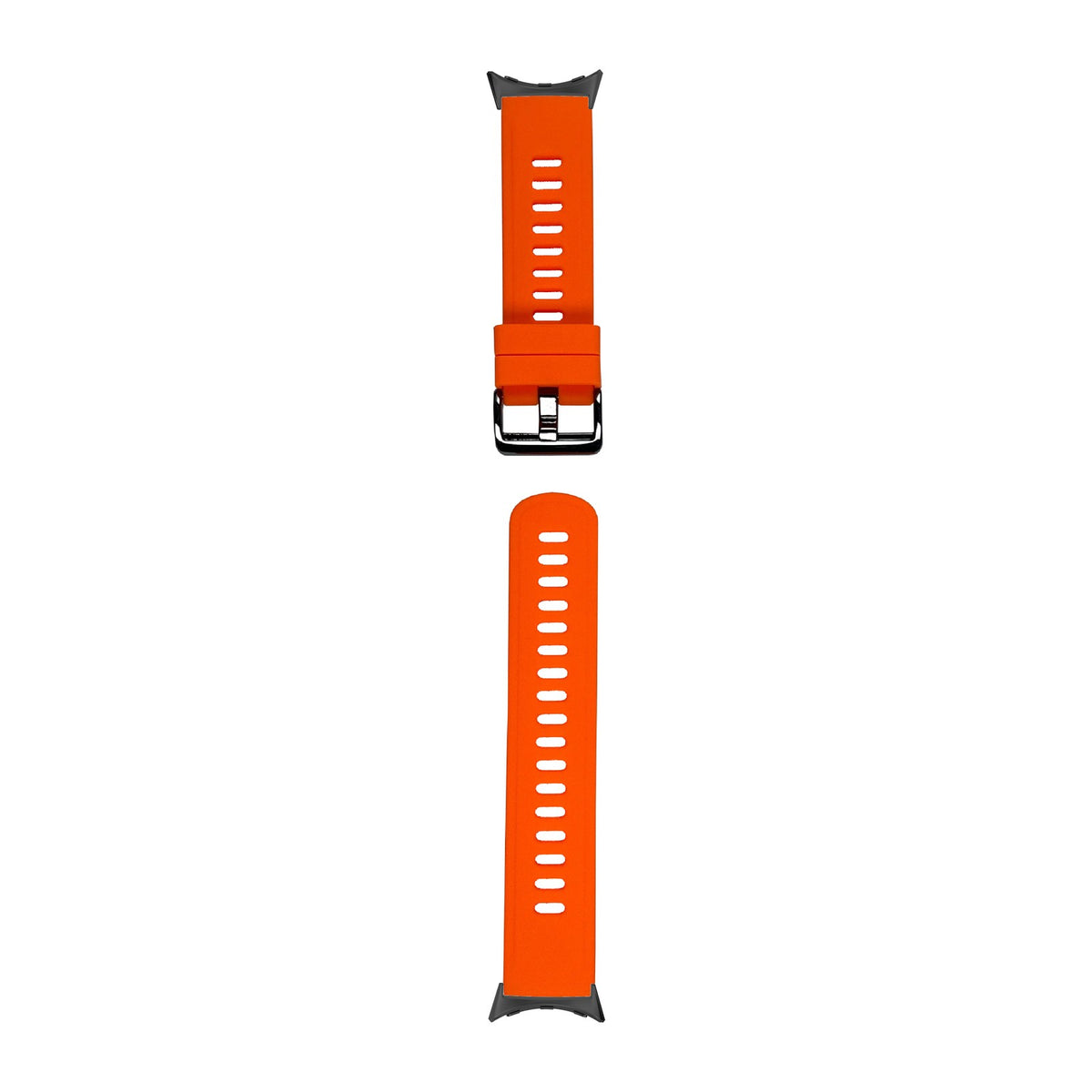 Flexi Silicone 3 Orange Black with Black Hardware with Google Pixel Spring Bar Adapters - Wear Any 20mm Strap! for Pixel Watch 1-5 41mm