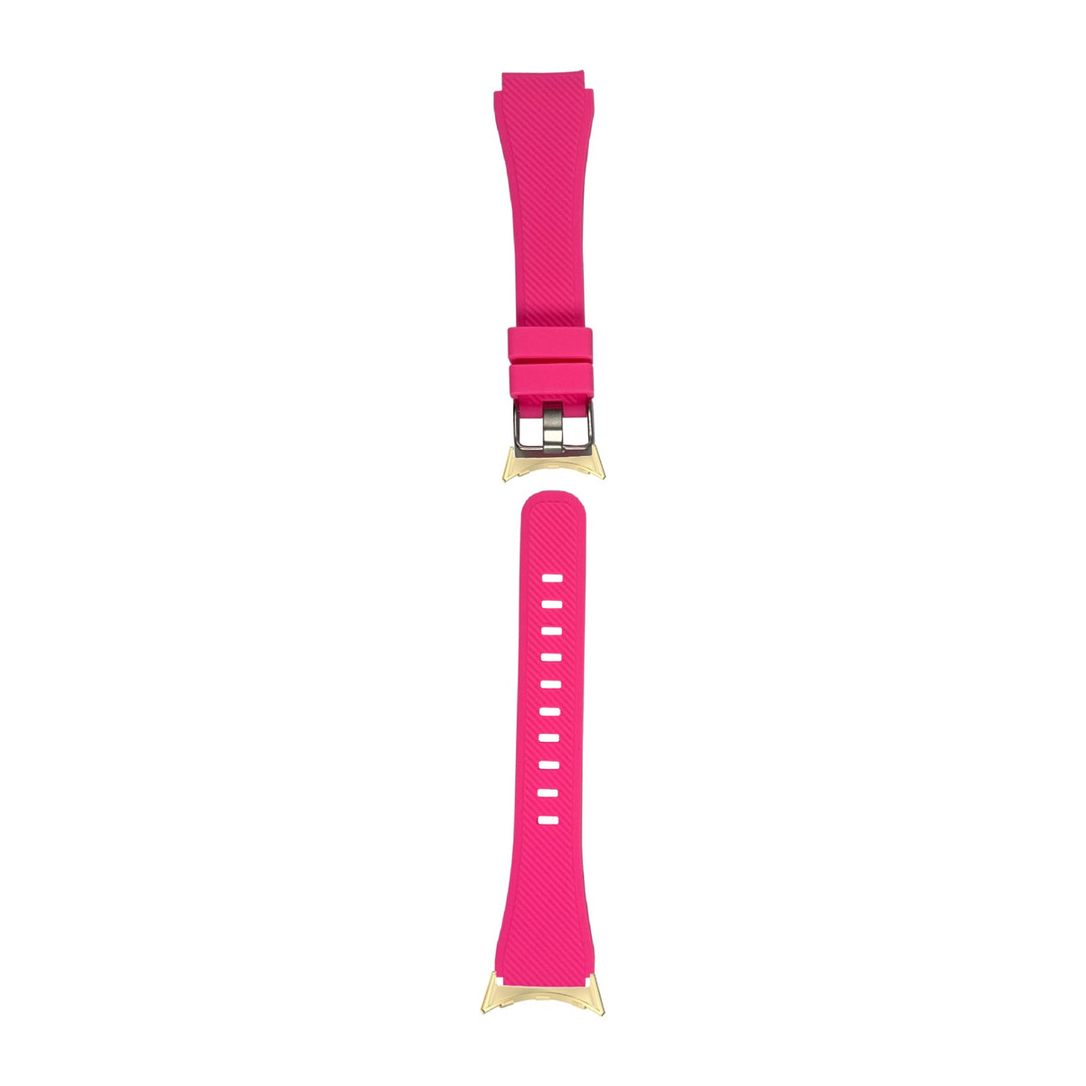 Flexi Silicone Barbie Pink Gold with Google Pixel Spring Bar Adapters - Wear Any 20mm Strap! for Pixel Watch 1-5 41mm
