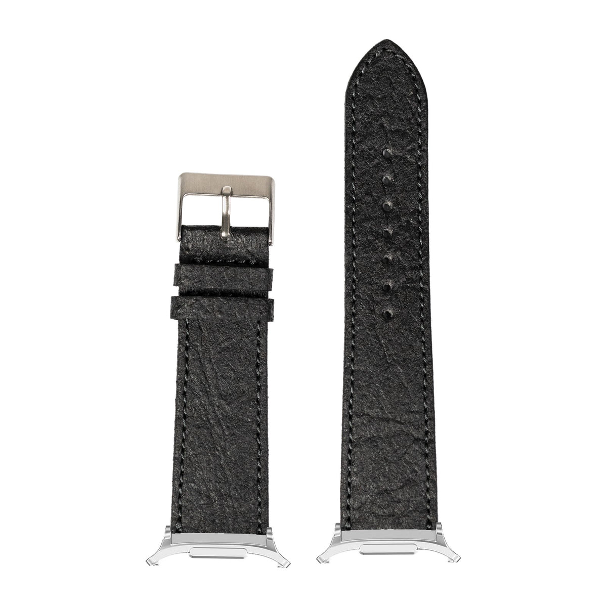 Pineapple Vegan Leather - Black Silver with Strap Adapter for Galaxy Watch 8-9/Ultra