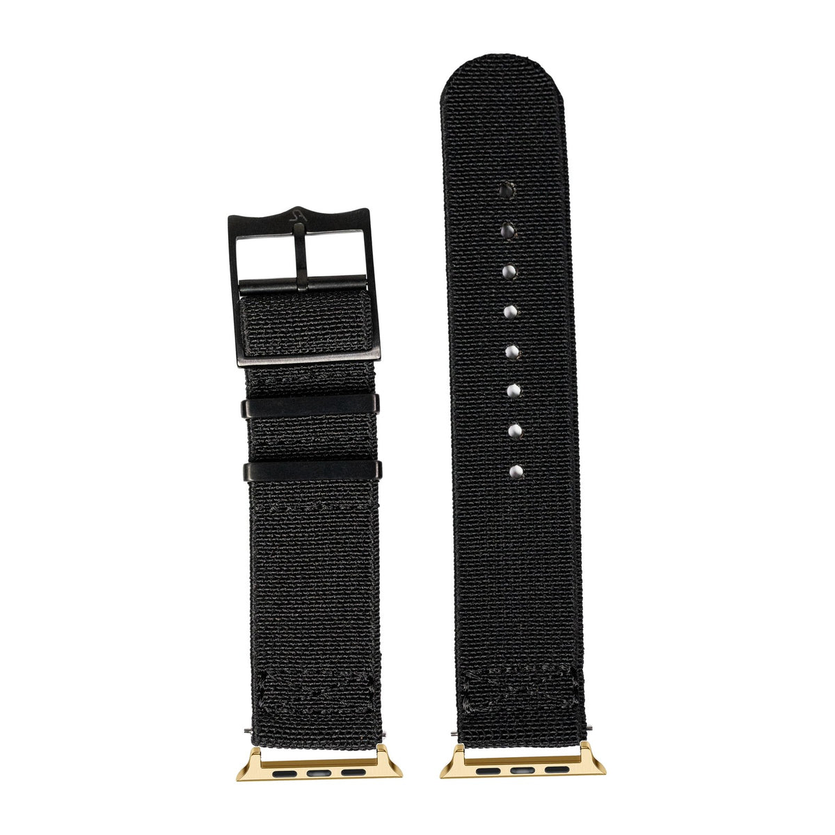 ElastoFlex - Stealth Black [Black Hardware] Gold with Connecters - Spring Bar Type for Apple Watch
