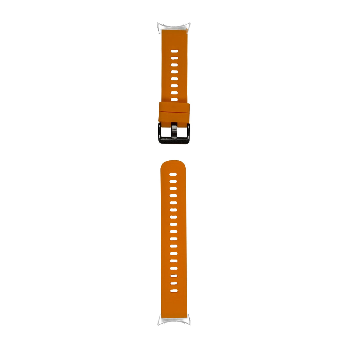 Flexi Silicone 3 Apricot Orange Silver with Black Hardware with Google Pixel Spring Bar Adapters - Wear Any 20mm Strap! for Pixel Watch 3-5 45mm