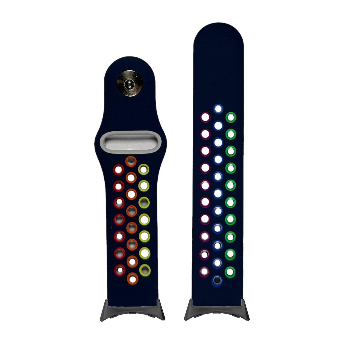 Rainbow Sports Silicone Midnight Blue Black with Google Pixel Spring Bar Adapters - Wear Any 20mm Strap! for Pixel Watch 3-5 45mm