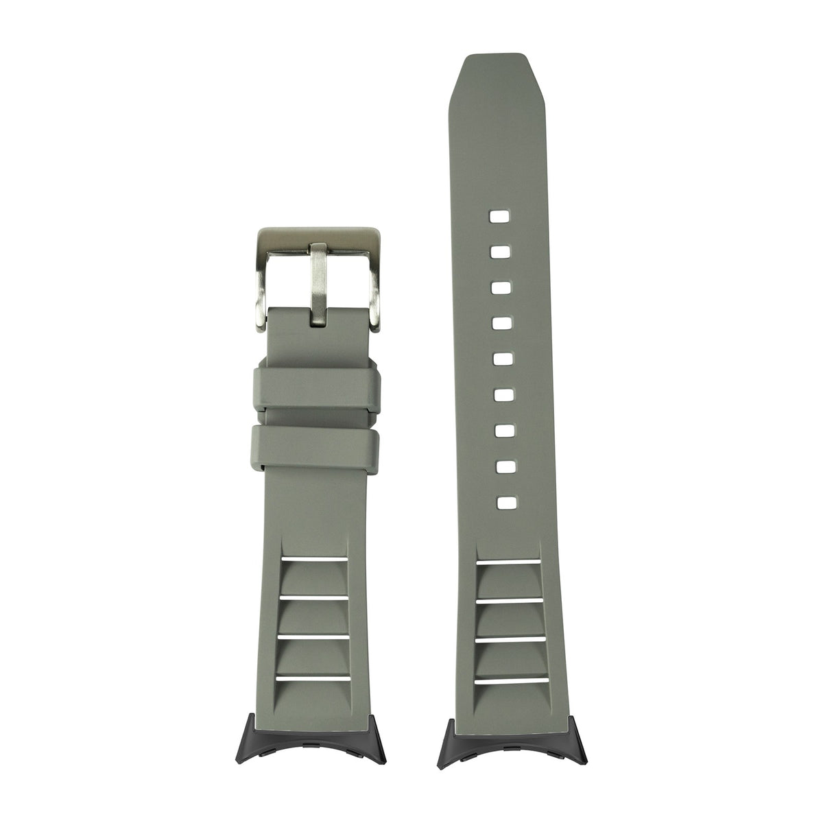 Shark Fin FKM Rubber - Grey Black with Google Pixel Spring Bar Adapters - Wear Any 20mm Strap! for Pixel Watch 1-5 41mm