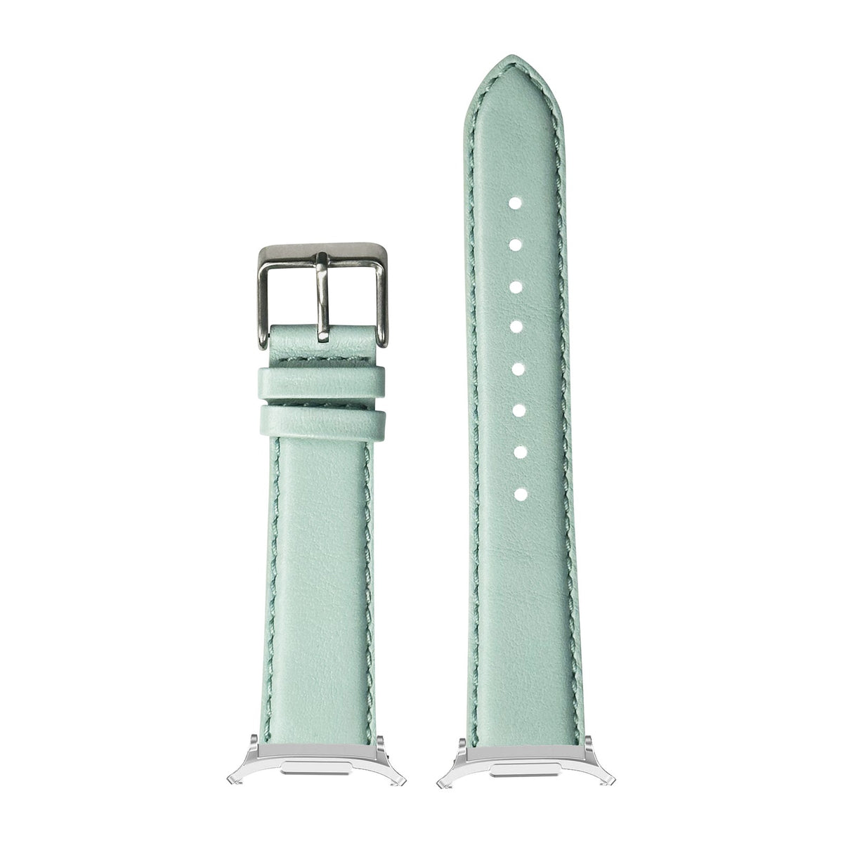 Padded Leather - Light Tiffany Blue Silver with Strap Adapter for Galaxy Watch 8-9/Ultra