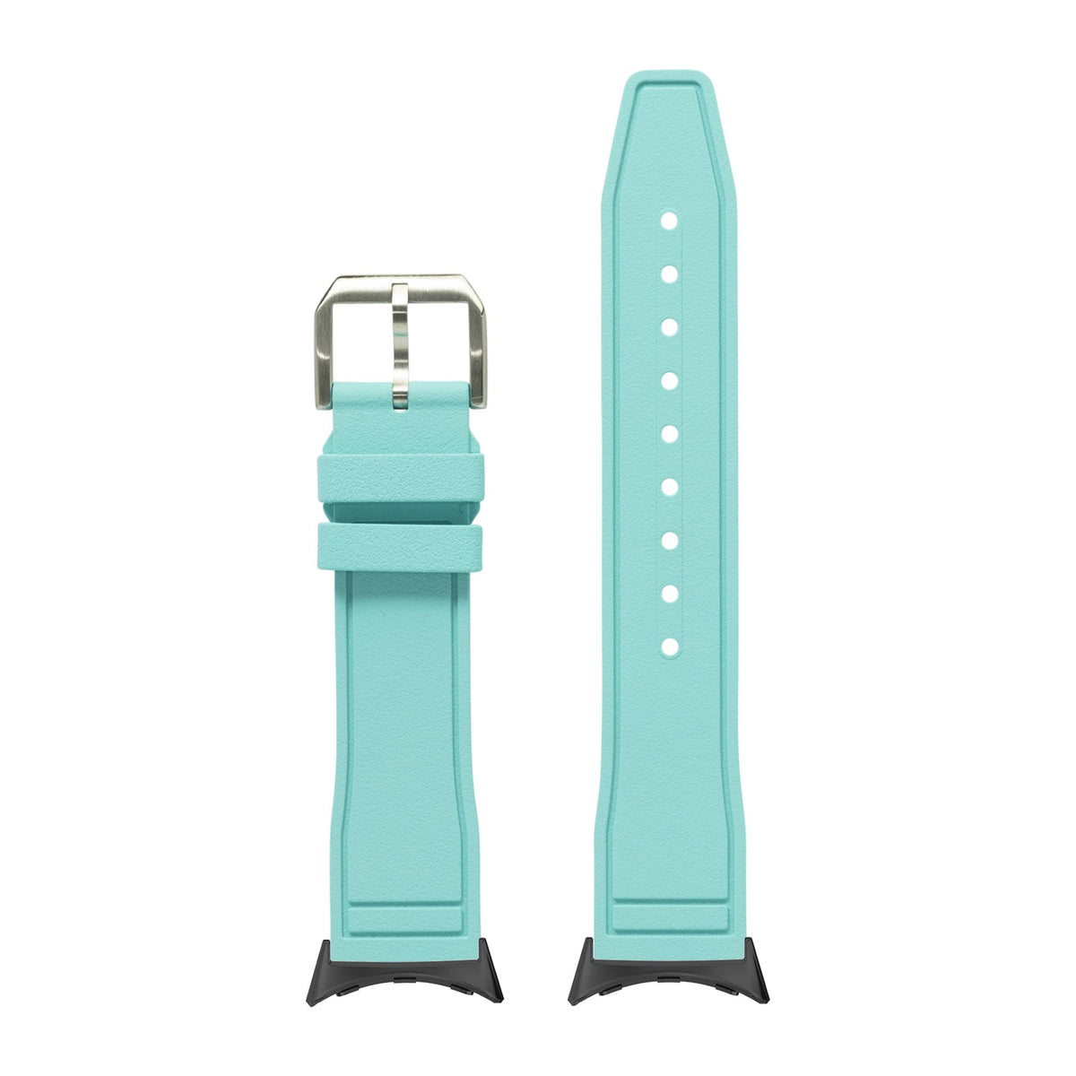 FKM Rubber - Pilot Light Tiff Blue with Google Pixel Spring Bar Adapters - Wear Any 20mm Strap! for Pixel Watch 3-5 45mm