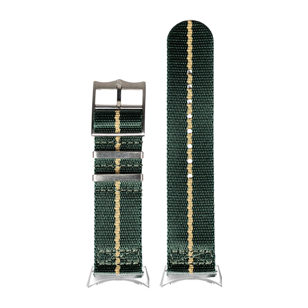 Supreme Militex - Green/Wheat Silver with Google Pixel Spring Bar Adapters - Wear Any 20mm Strap! for Pixel Watch 1-5 41mm