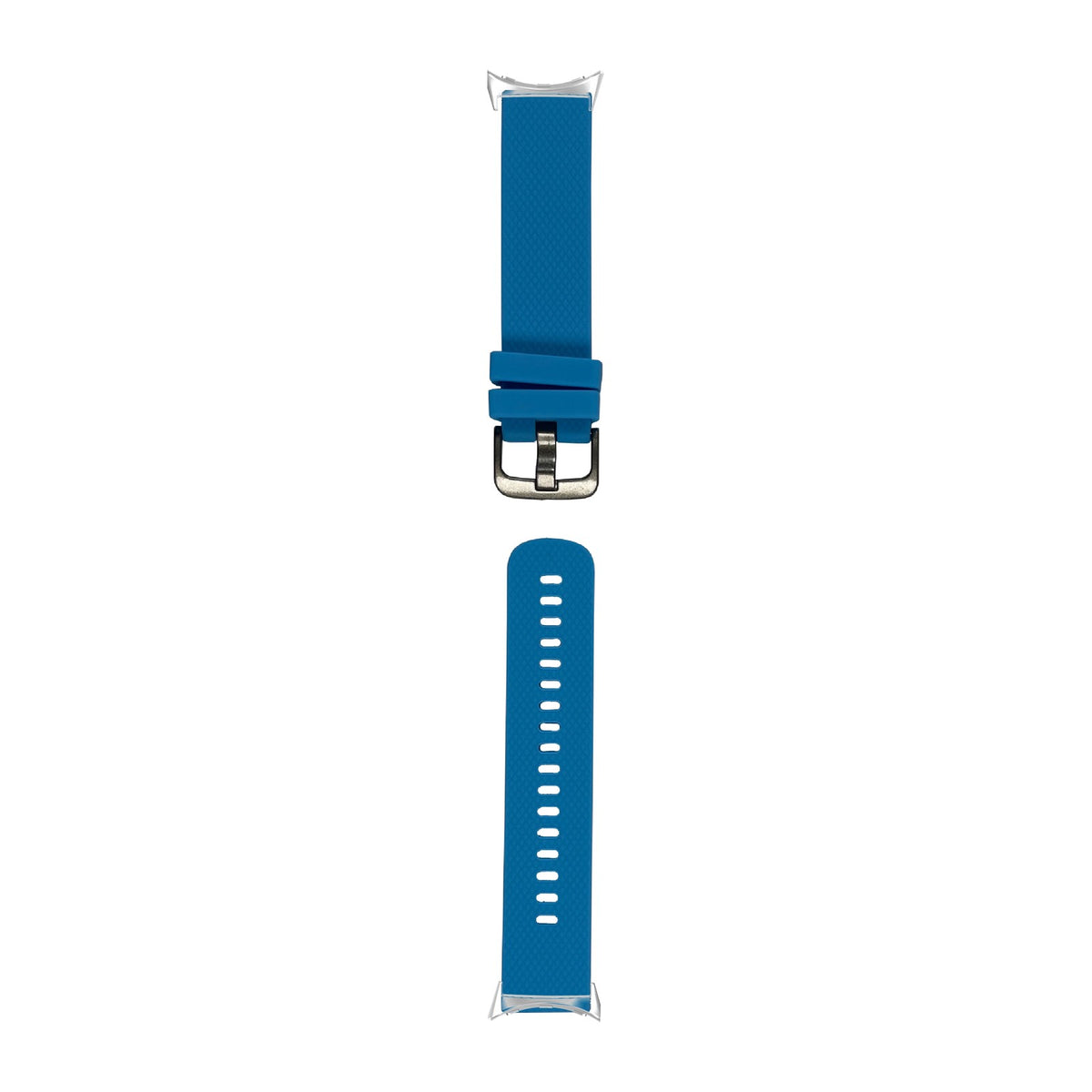 Original Silicone Small/Medium Blue Silver with Google Pixel Spring Bar Adapters - Wear Any 20mm Strap! for Pixel Watch 1-5 41mm