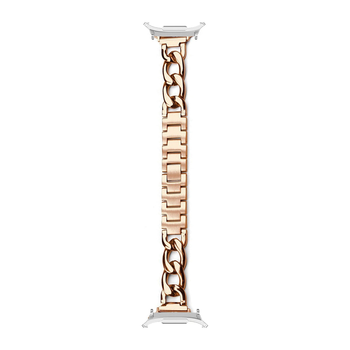 Chain Link Bracelet - Rose Gold Silver with Strap Adapter for Galaxy Watch 8-9/Ultra