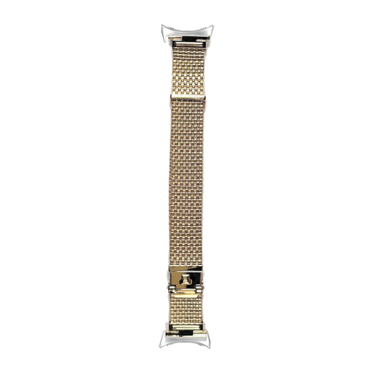 Gold Plated Komfit "JB" Mesh Watch Bracelet Silver with Straight Ends with Google Pixel Spring Bar Adapters - Wear Any 20mm Strap! for Pixel Watch 3-5 45mm