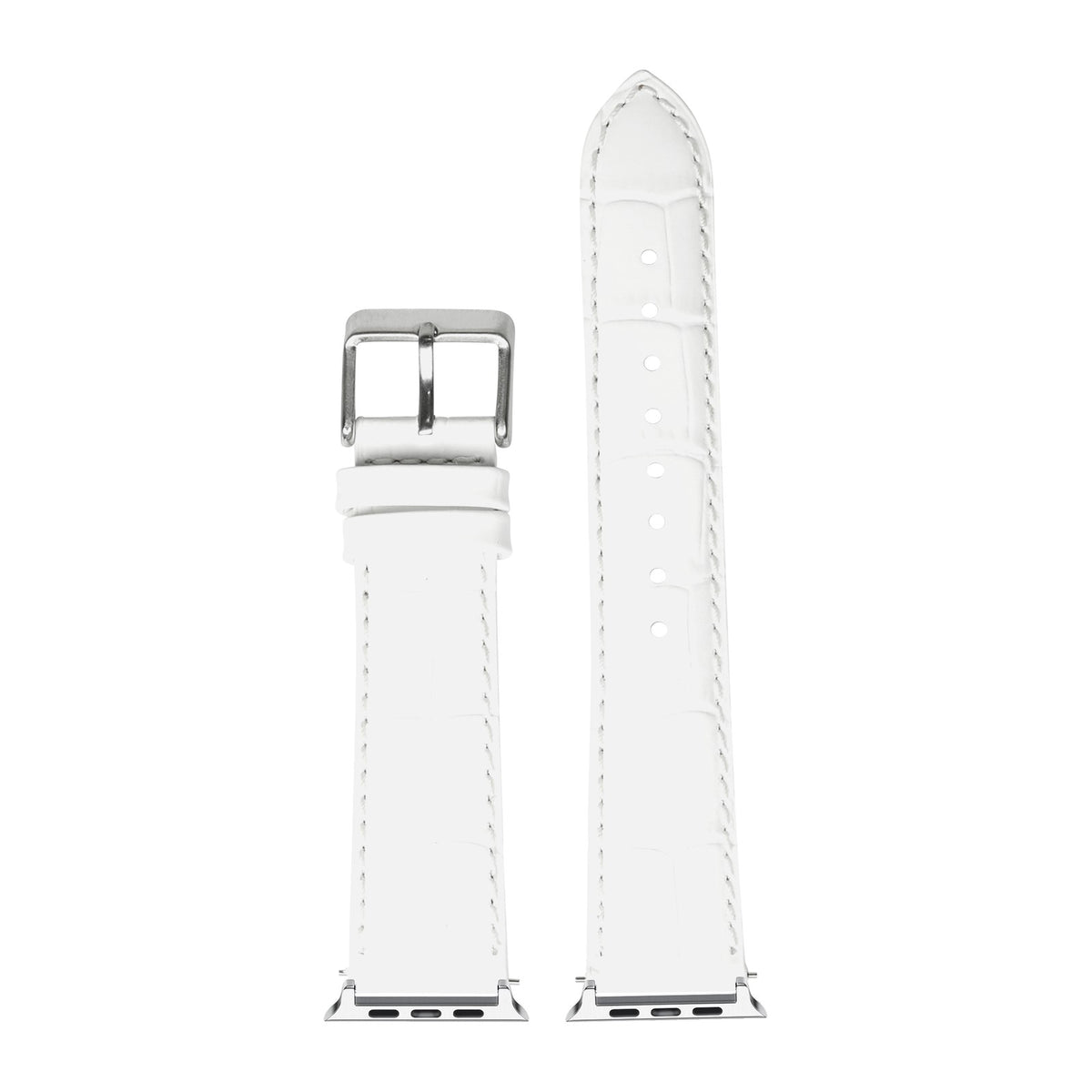 Alligator Leather - White Starlight with Connecters - Spring Bar Type for Apple Watch