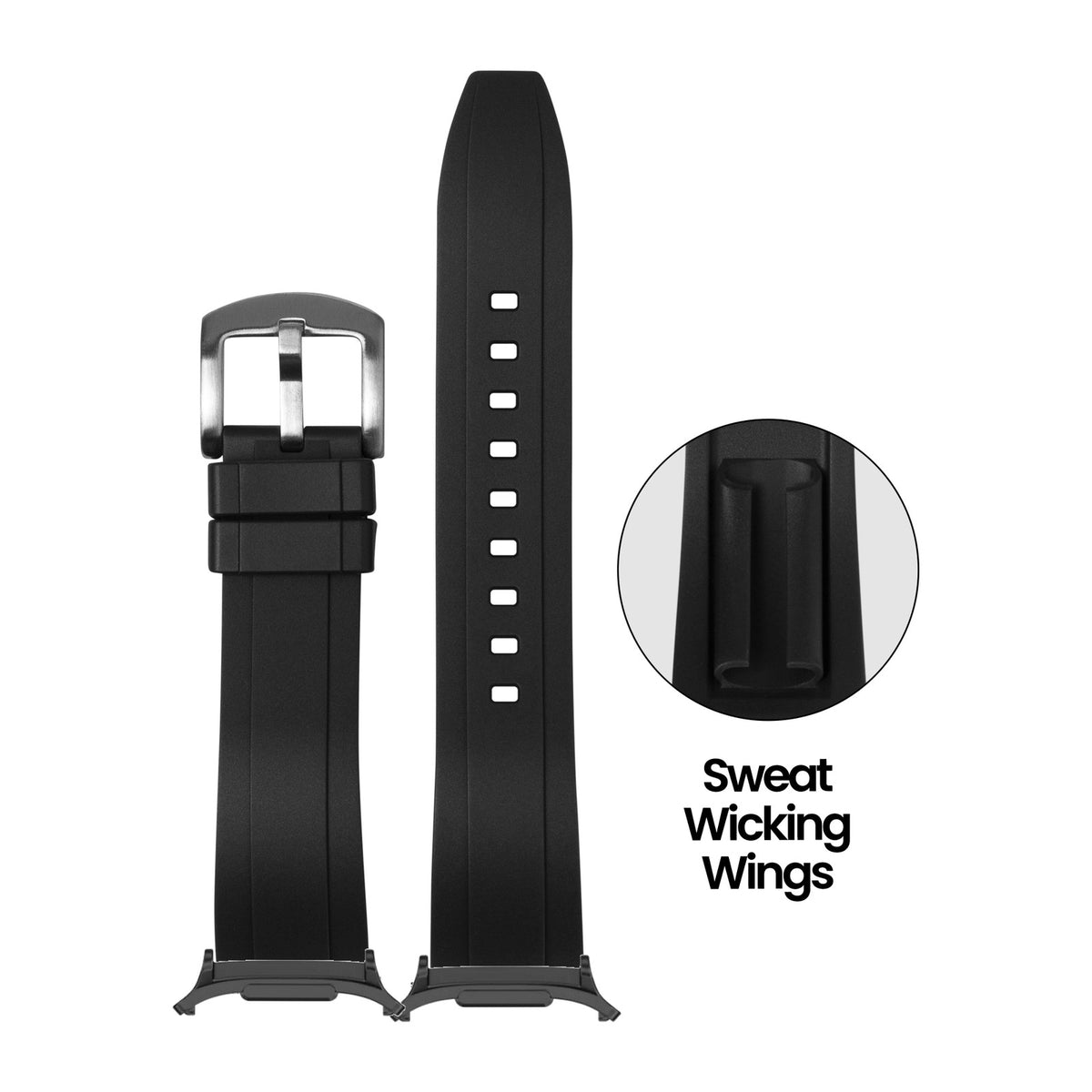 Kingston FKM Rubber - Black for the Galaxy Watch 8, 9 and Ultra with adapter fitted