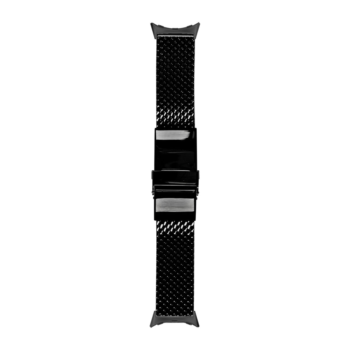 [Pixel Watch 3-5 45mm] Milanese strap 20mm 2784 - Black - Black with None adapters attached, flat lay