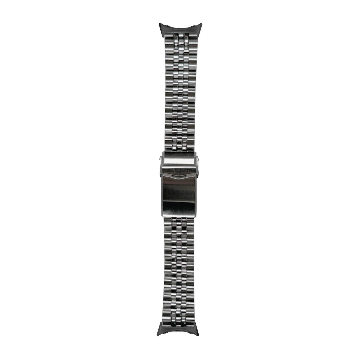 [Pixel Watch 1-5 41mm] Angus-J Louis Steel Bracelet with V-Clasp - Black with None adapters attached, flat lay