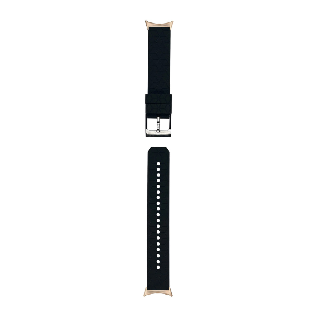 Prism Silicone [Black Hardware] Black Rose Gold with Google Pixel Spring Bar Adapters - Wear Any 20mm Strap! for Pixel Watch 1-5 41mm