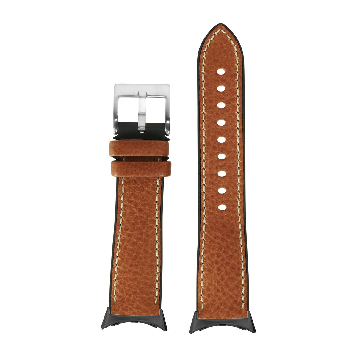 Italian Leather & FKM Rubber Hybrid Brown with Google Pixel Spring Bar Adapters - Wear Any 20mm Strap! for Pixel Watch 1-5 41mm